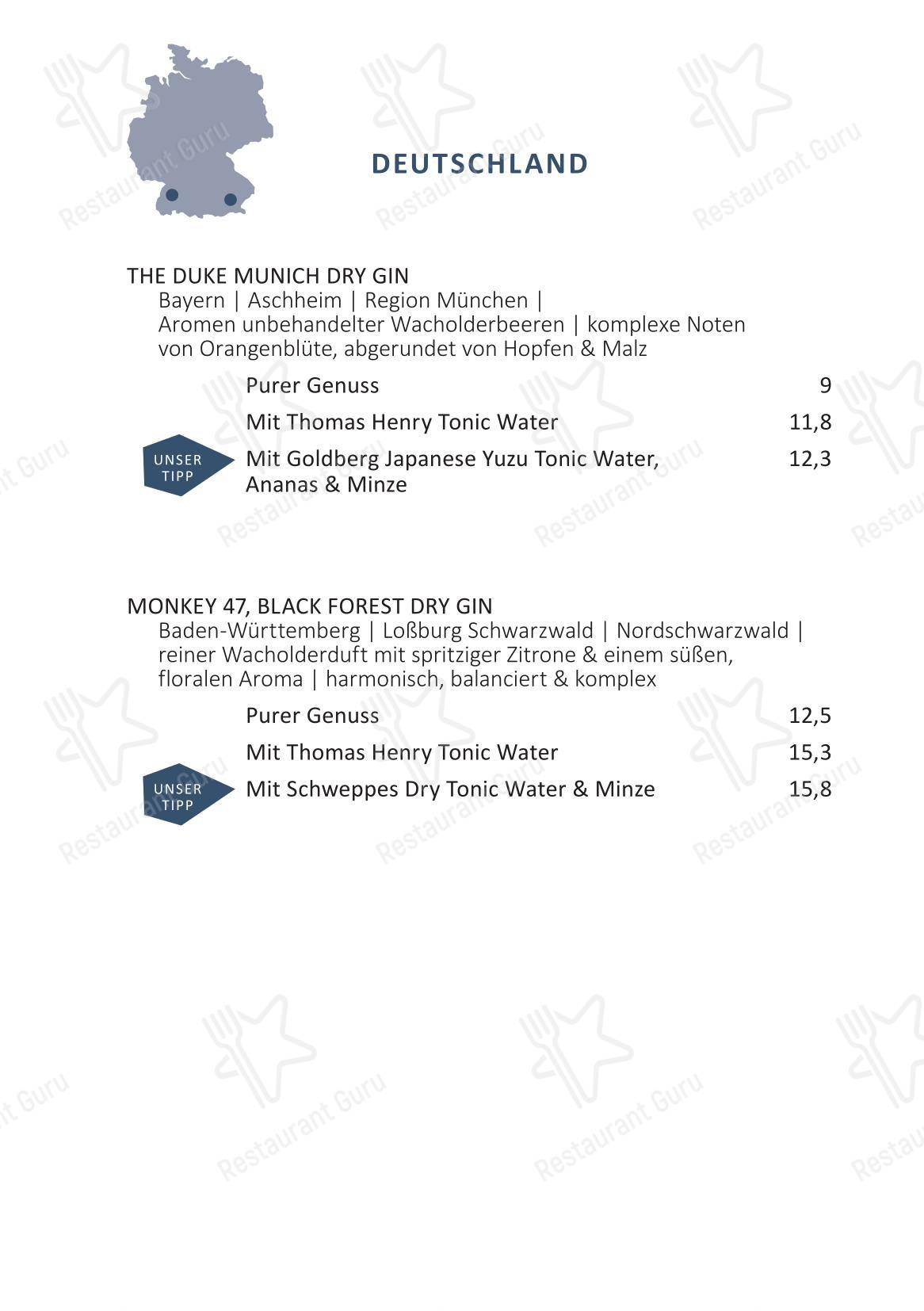 Основное меню паба и бара KAI40 Restaurant & Bar - Rostock