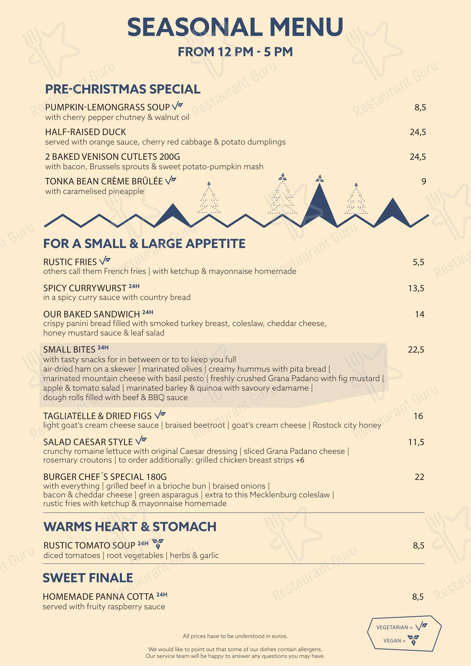 Ночное меню паба и бара KAI40 Restaurant & Bar - Rostock