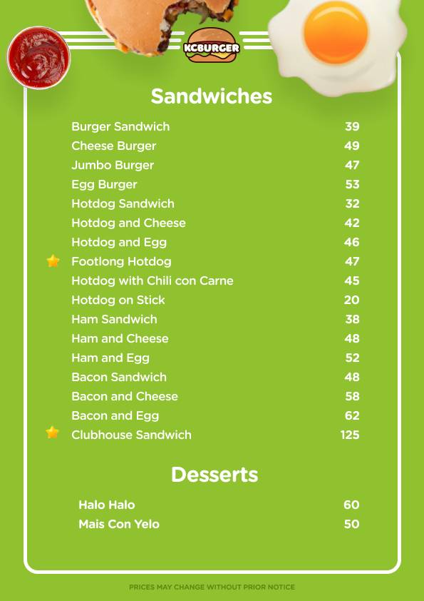 KC Burger меню