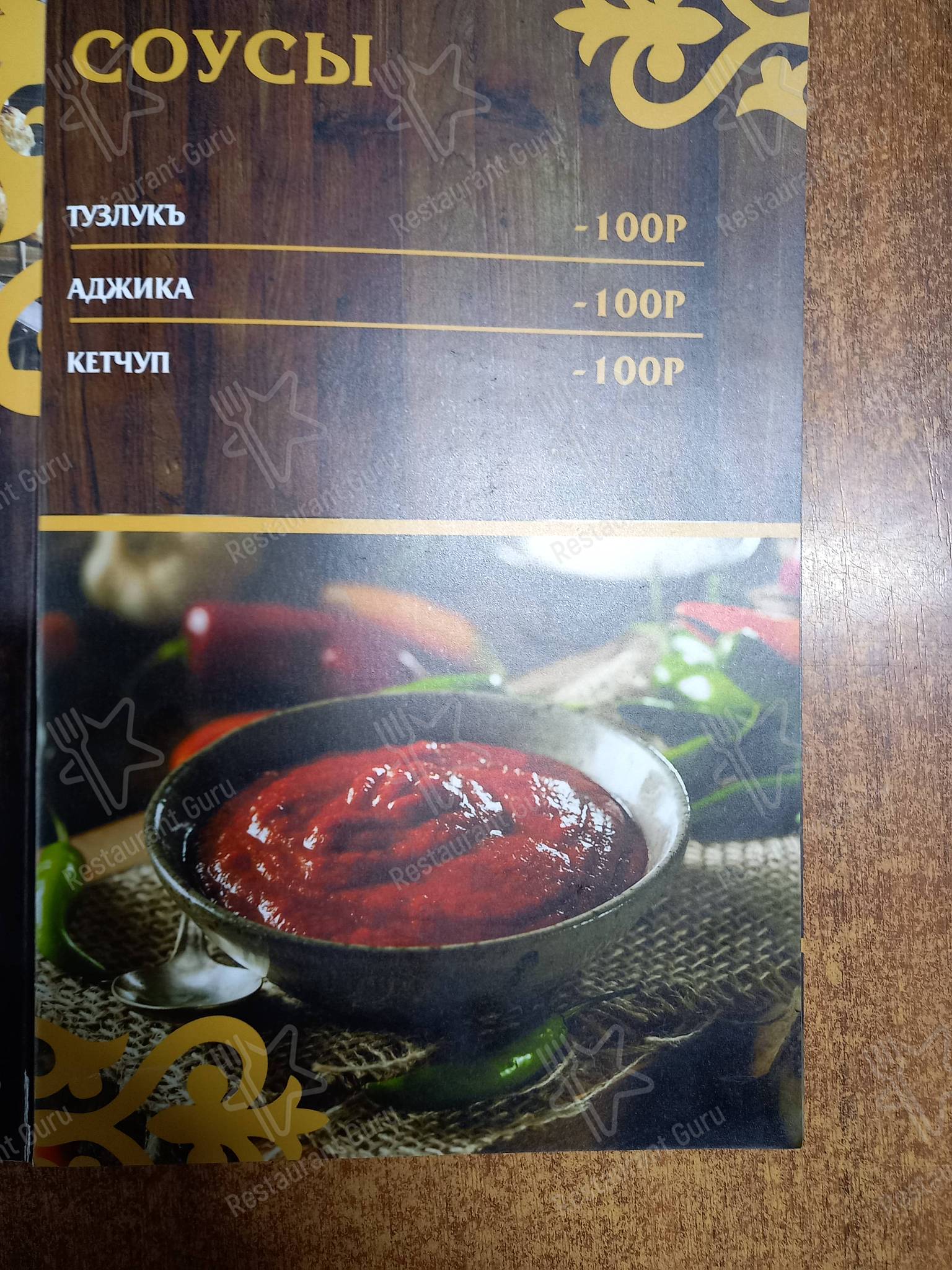 Меню Кафе 
