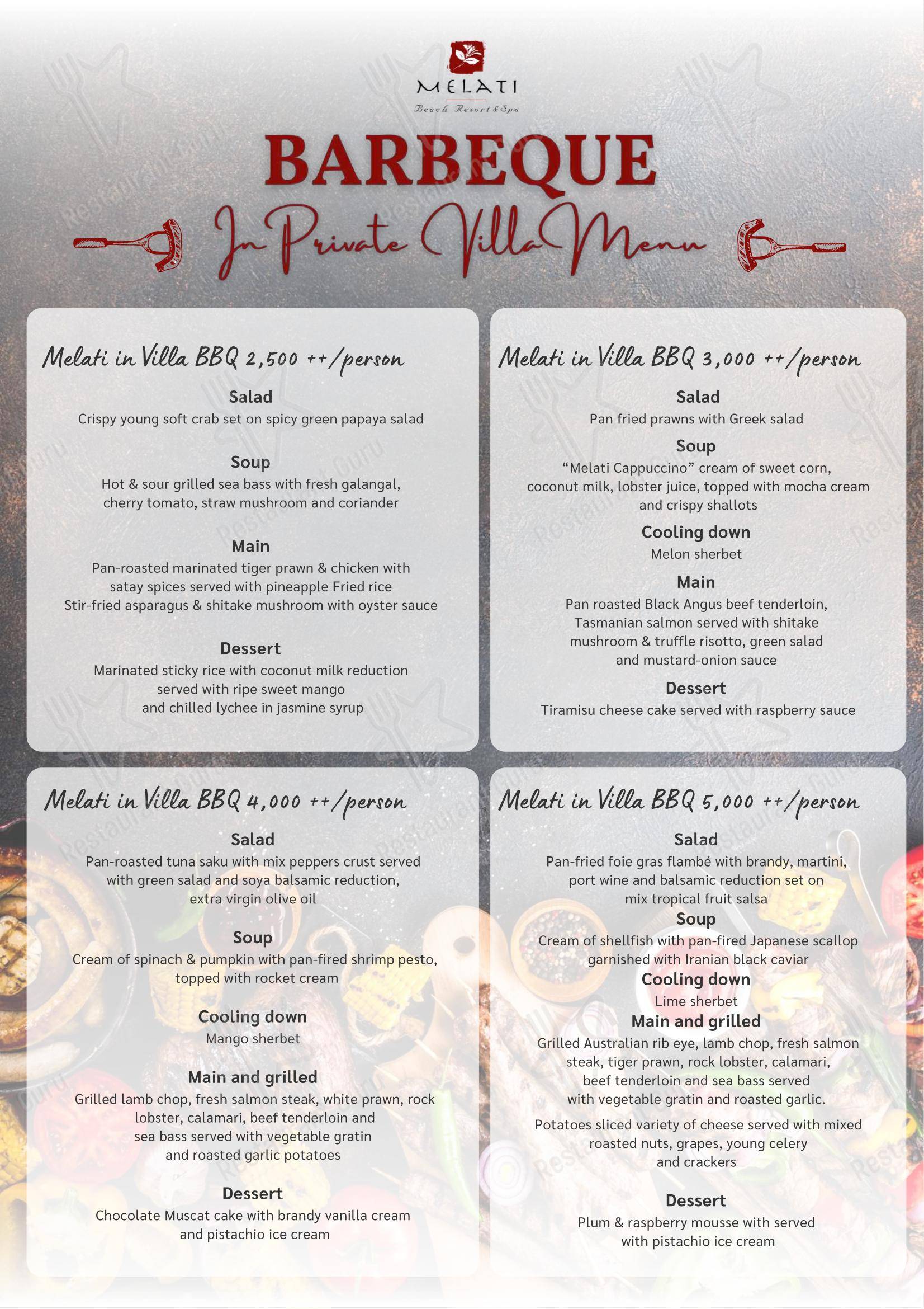 Коктейльная карта ресторана Kan Sak Thong Restaurant в Самуи