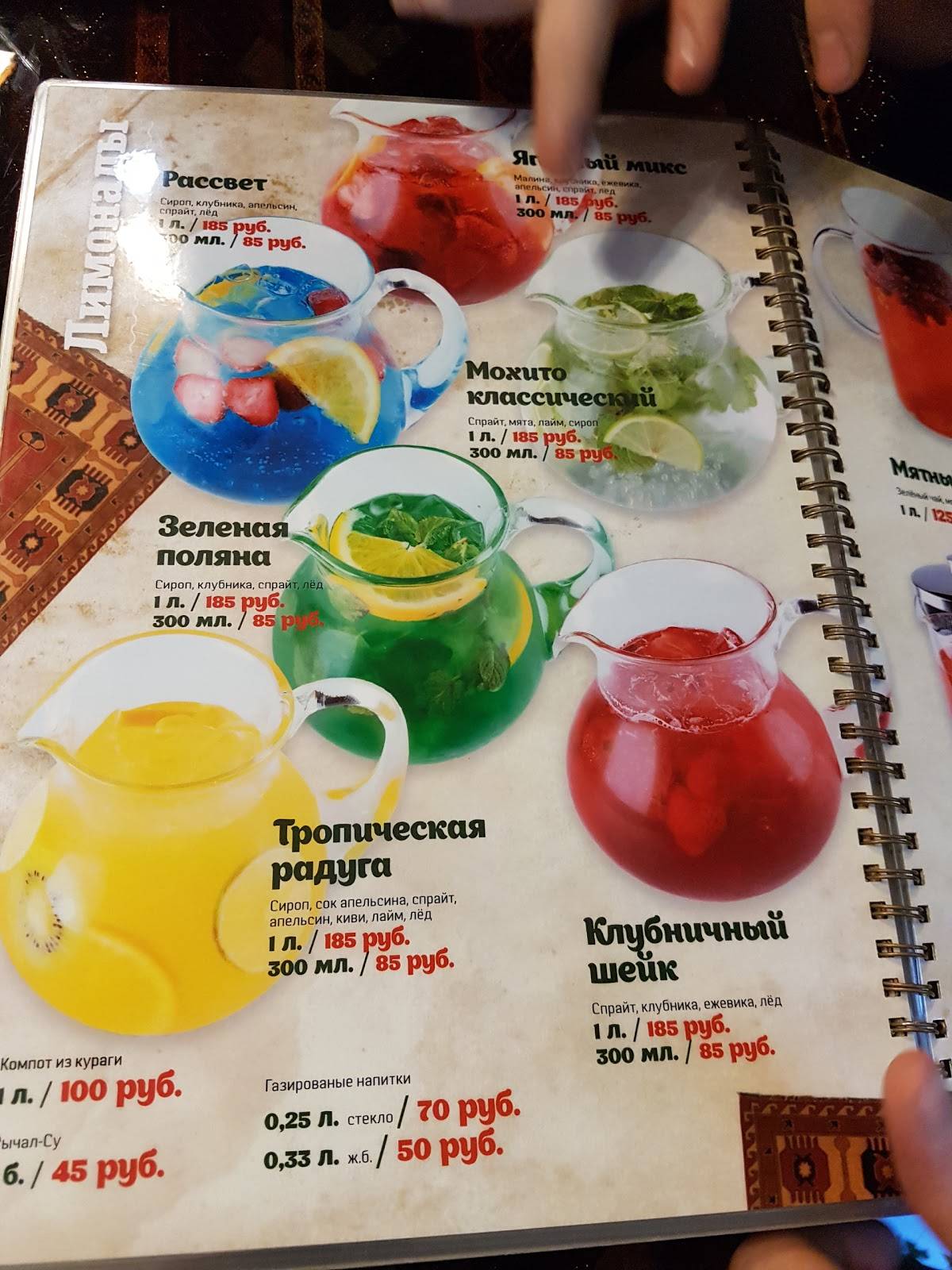Бирганд меню