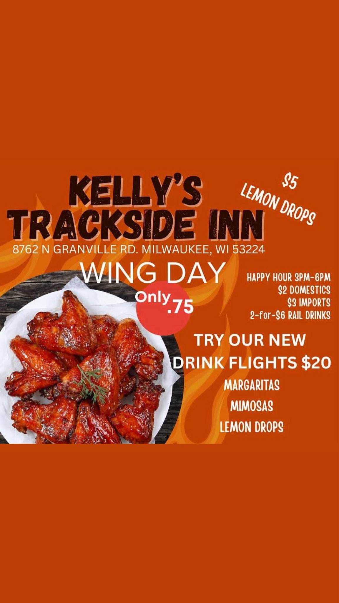 Kelly’s Trackside Inn меню
