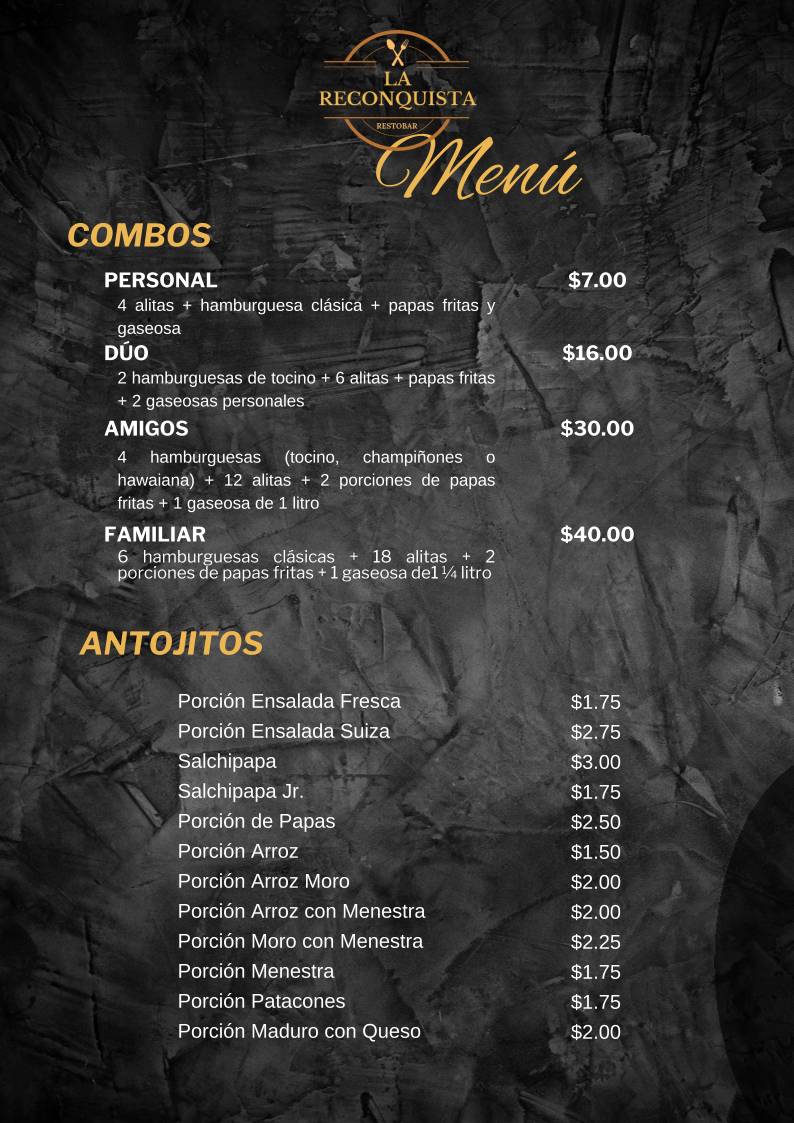 LA RECONQUISTA RESTOBAR меню