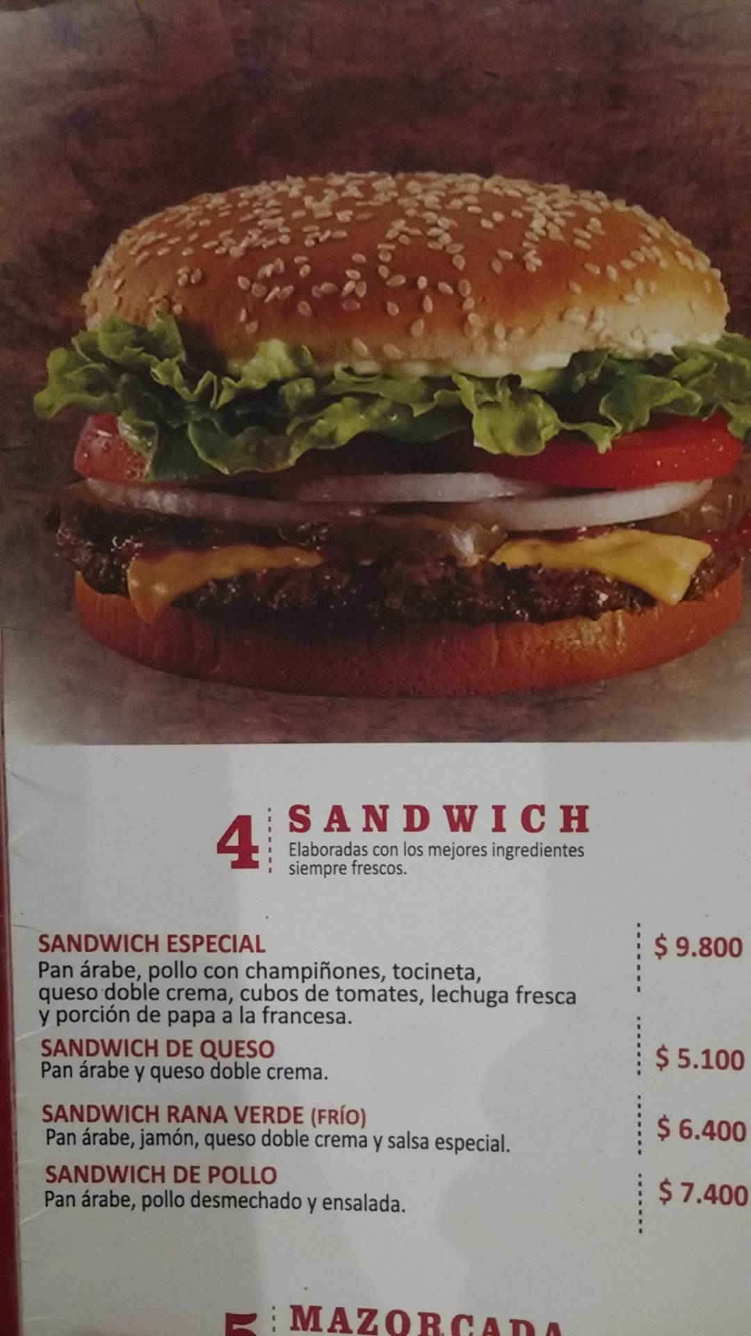 La Rana Whopper меню