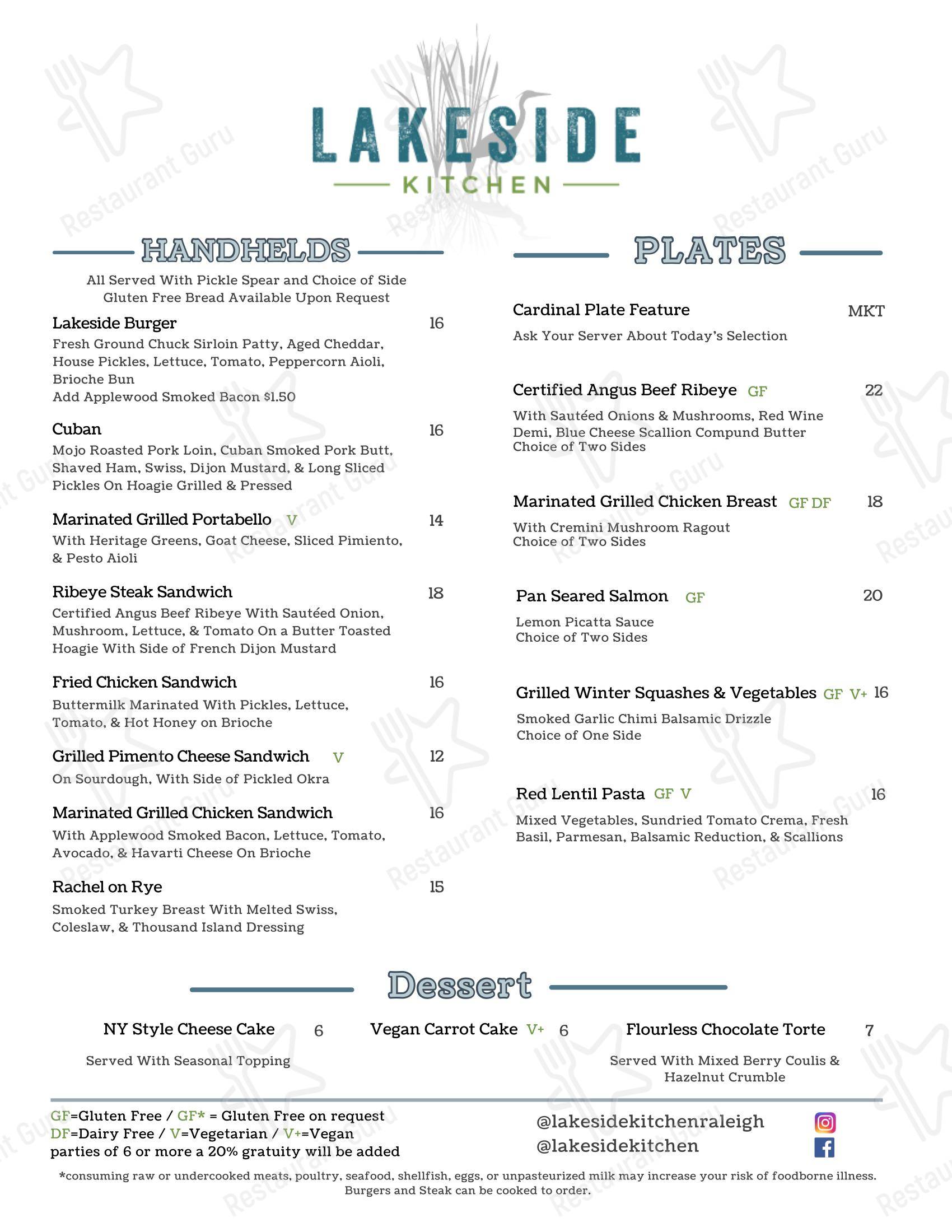 Lakeside Kitchen в Ролях - Меню