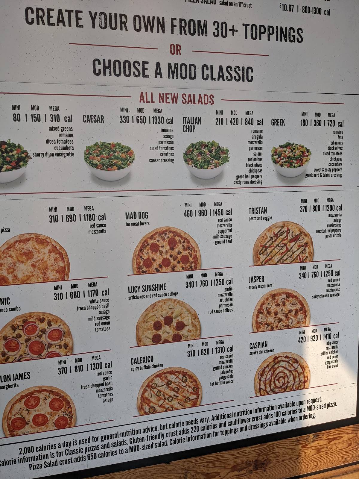 MOD Pizza меню