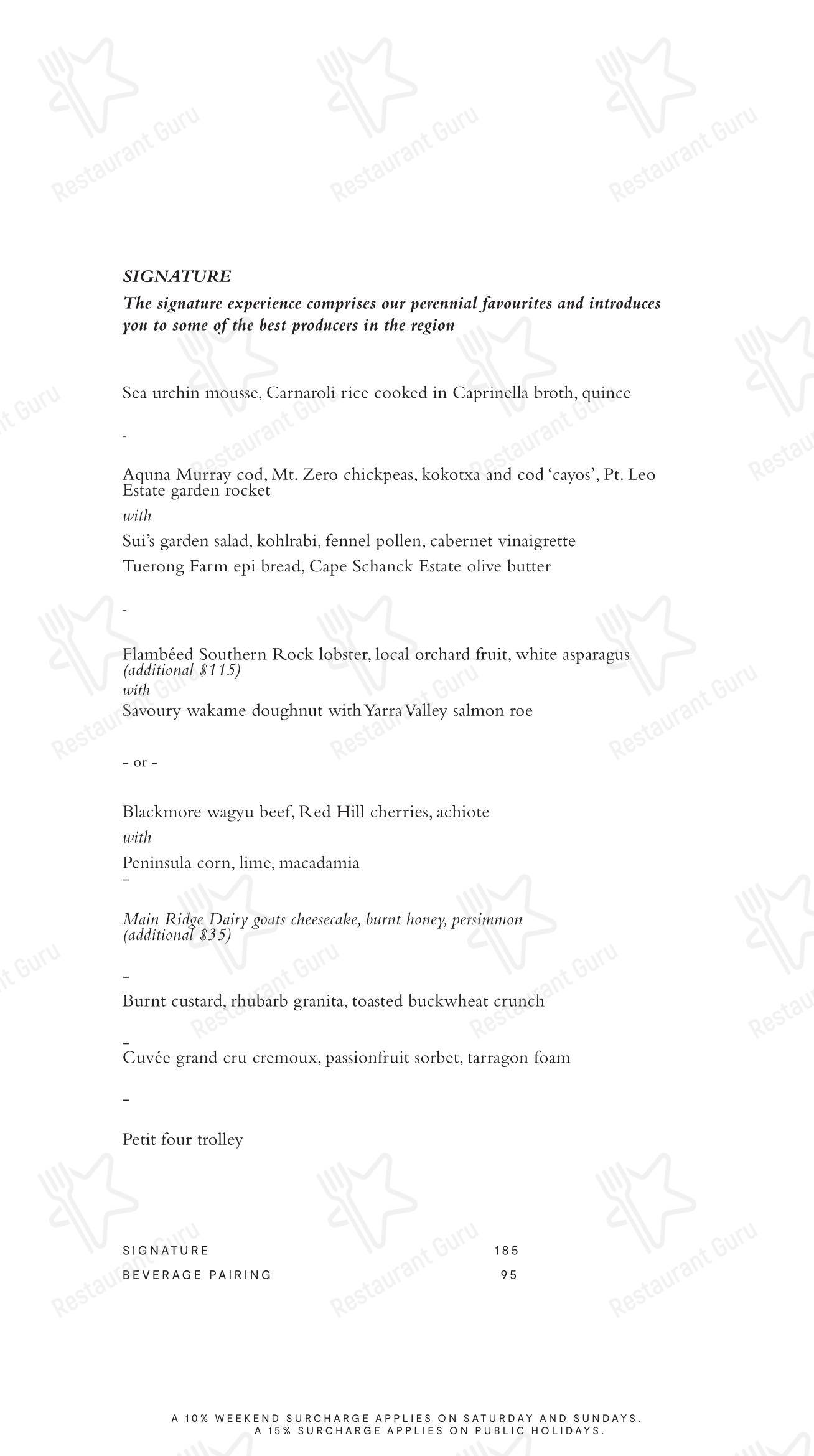 Меню ресторана Laura Restaurant - Dinner Menu