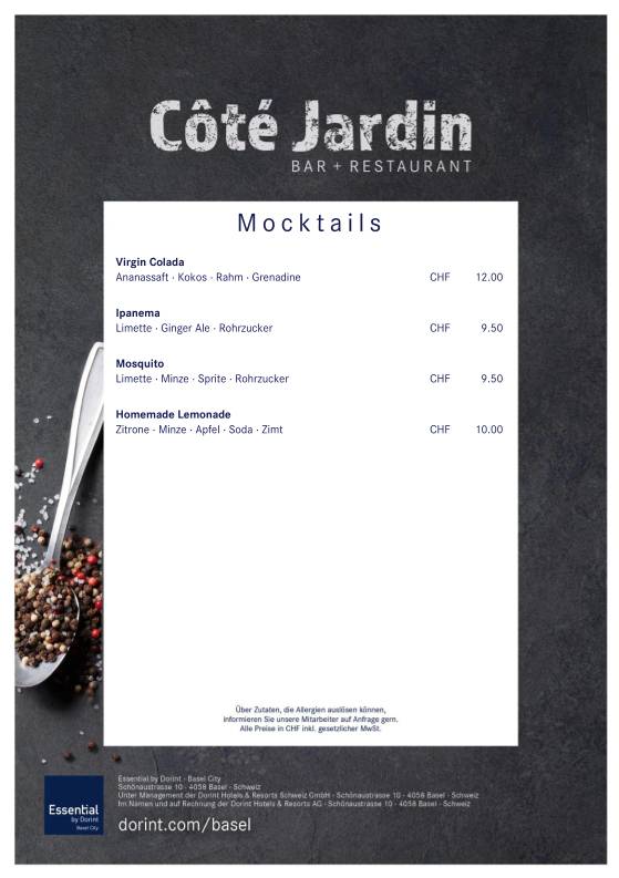 Le Bar меню