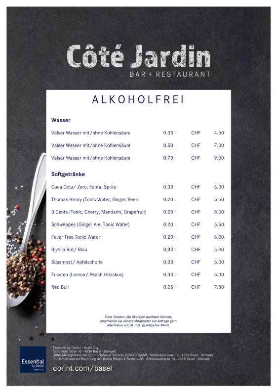 Le Bar меню