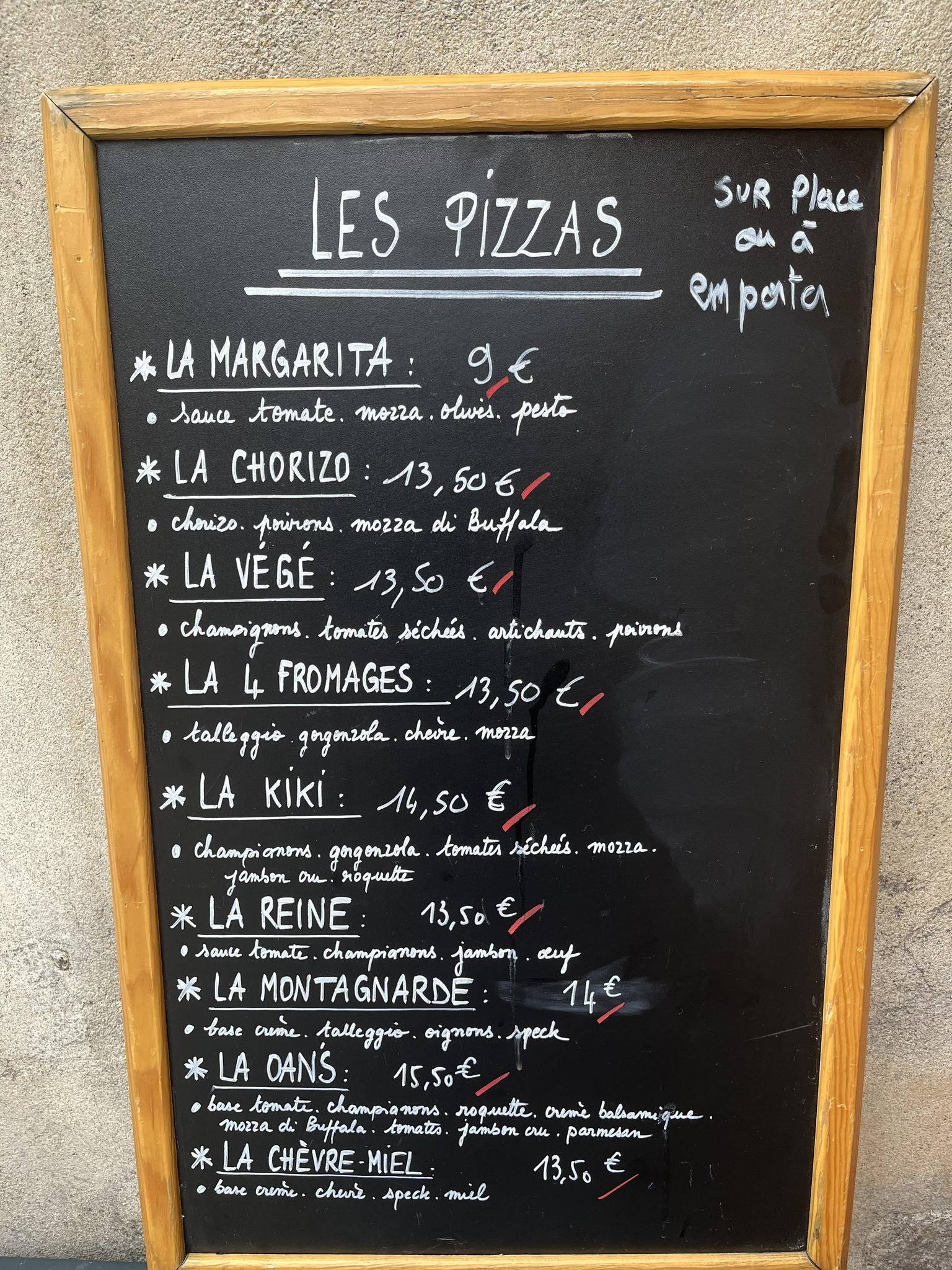 Les pizzas du Oan's меню