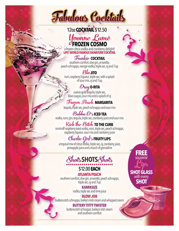 Lips Drag Queen Show Palace, Restaurant & Bar меню