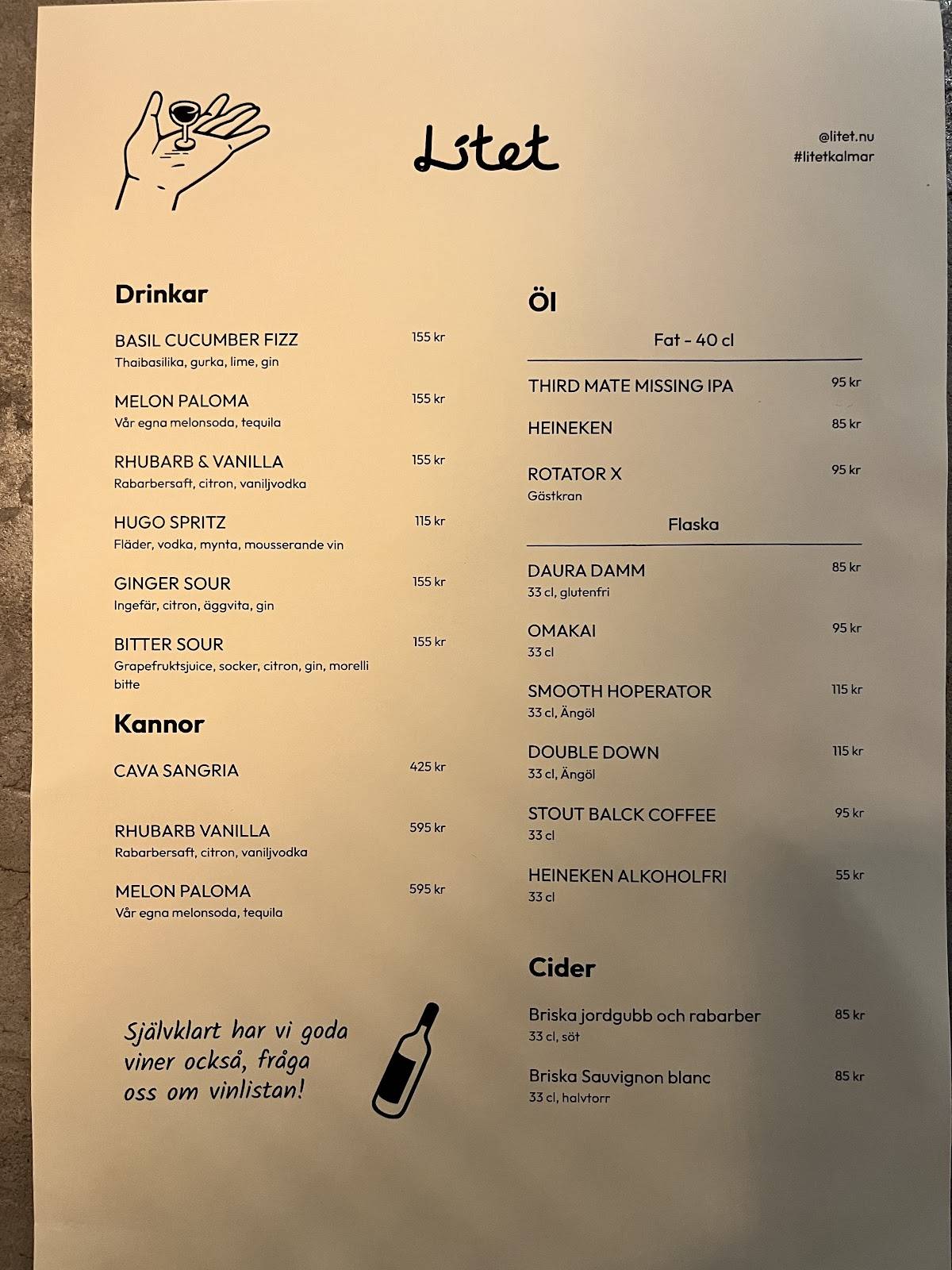 Litet - Restaurang & Bar меню