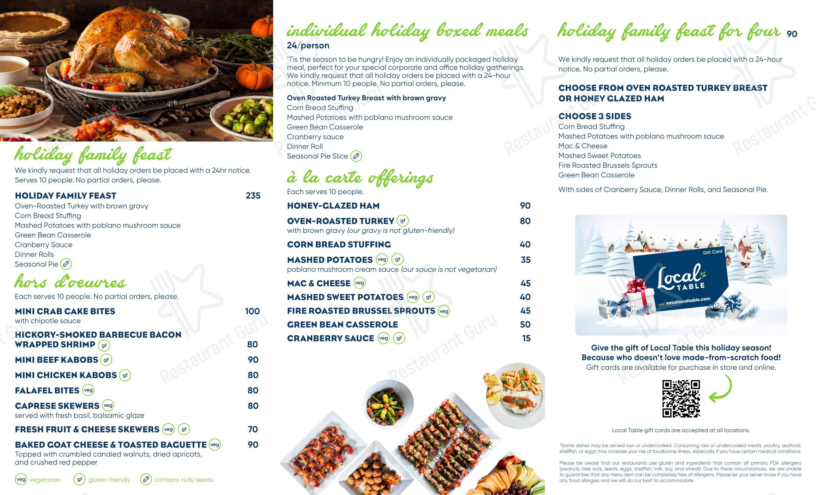 Коктейльная карта десерта Local Table