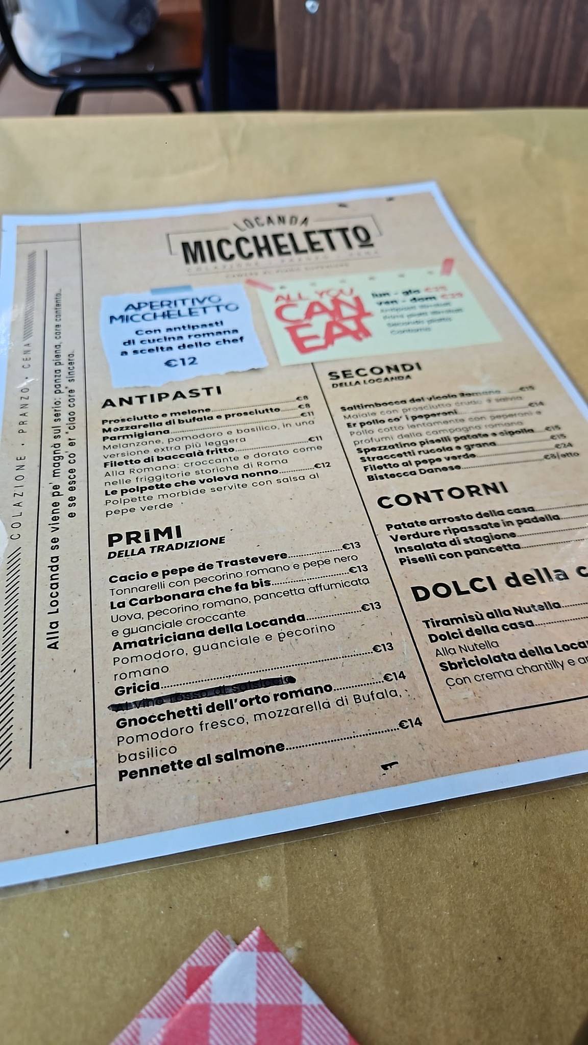 Locanda Miccheletto меню