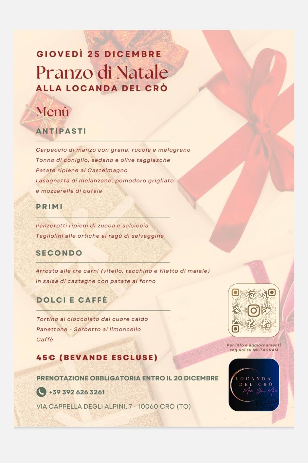 Locanda del Crò меню