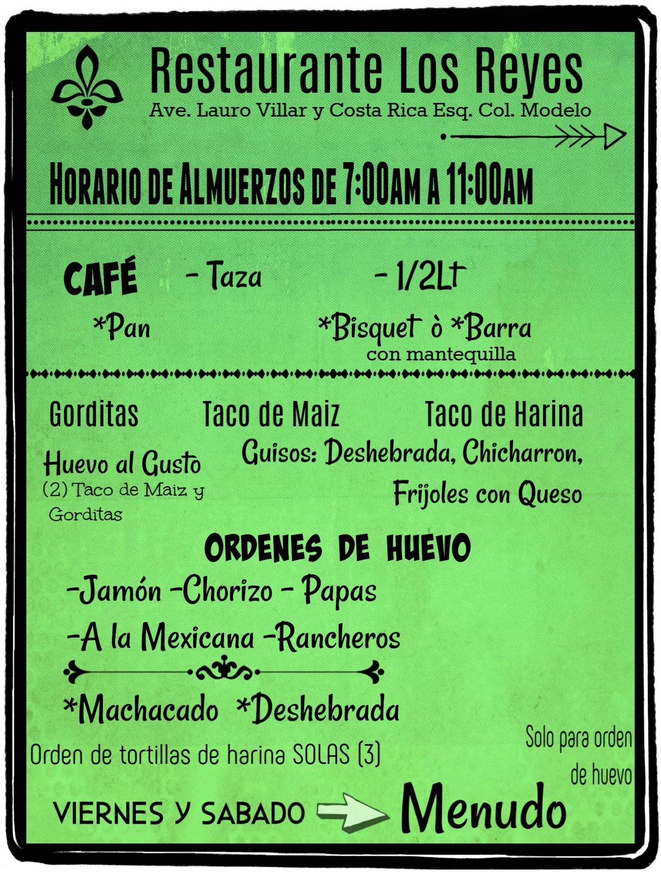 Los Reyes меню