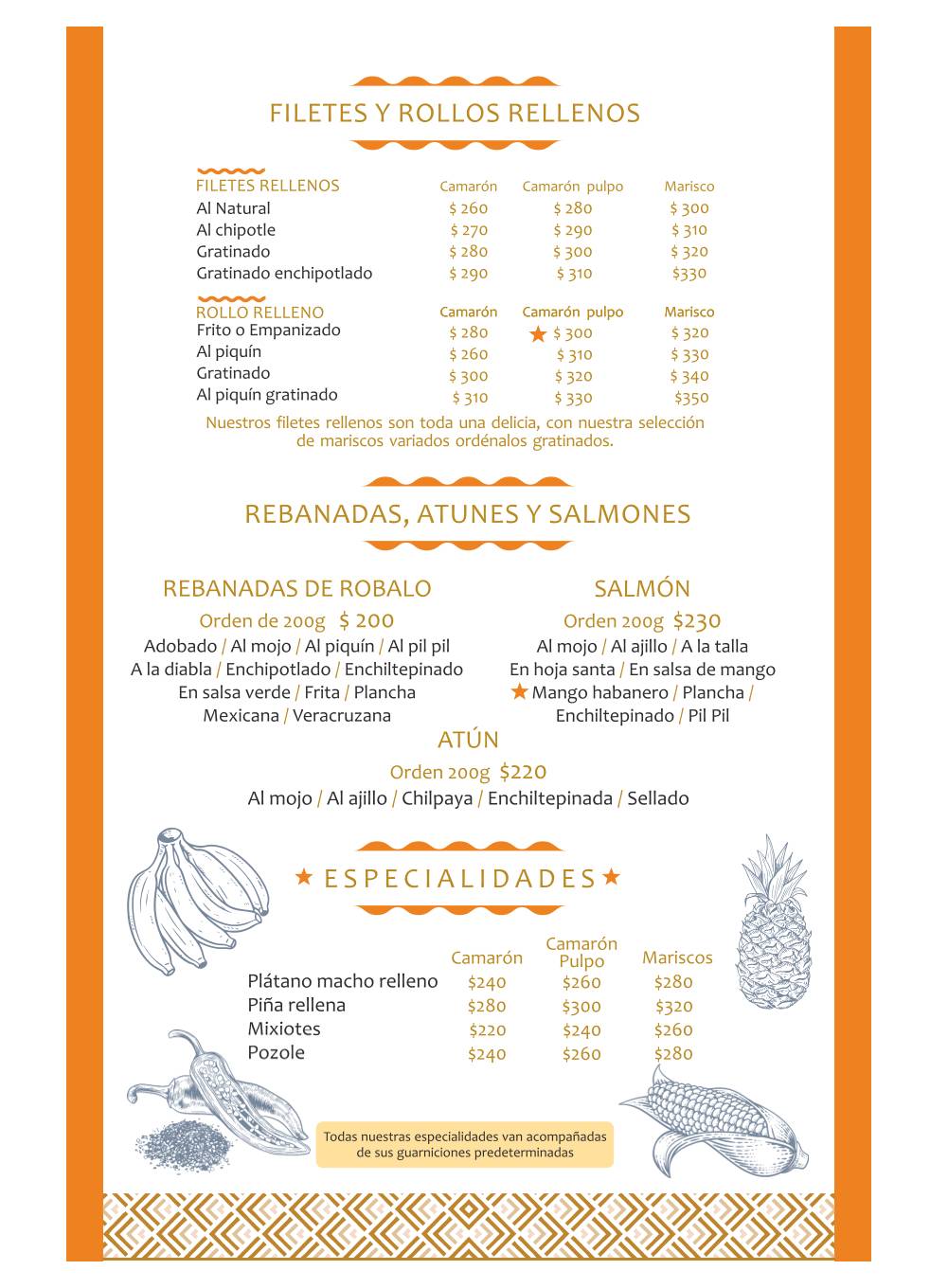 MARISCOS Juquila меню