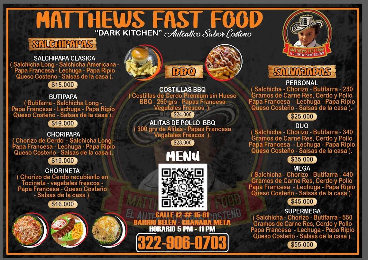 MATTHEWS FAST FOOD меню