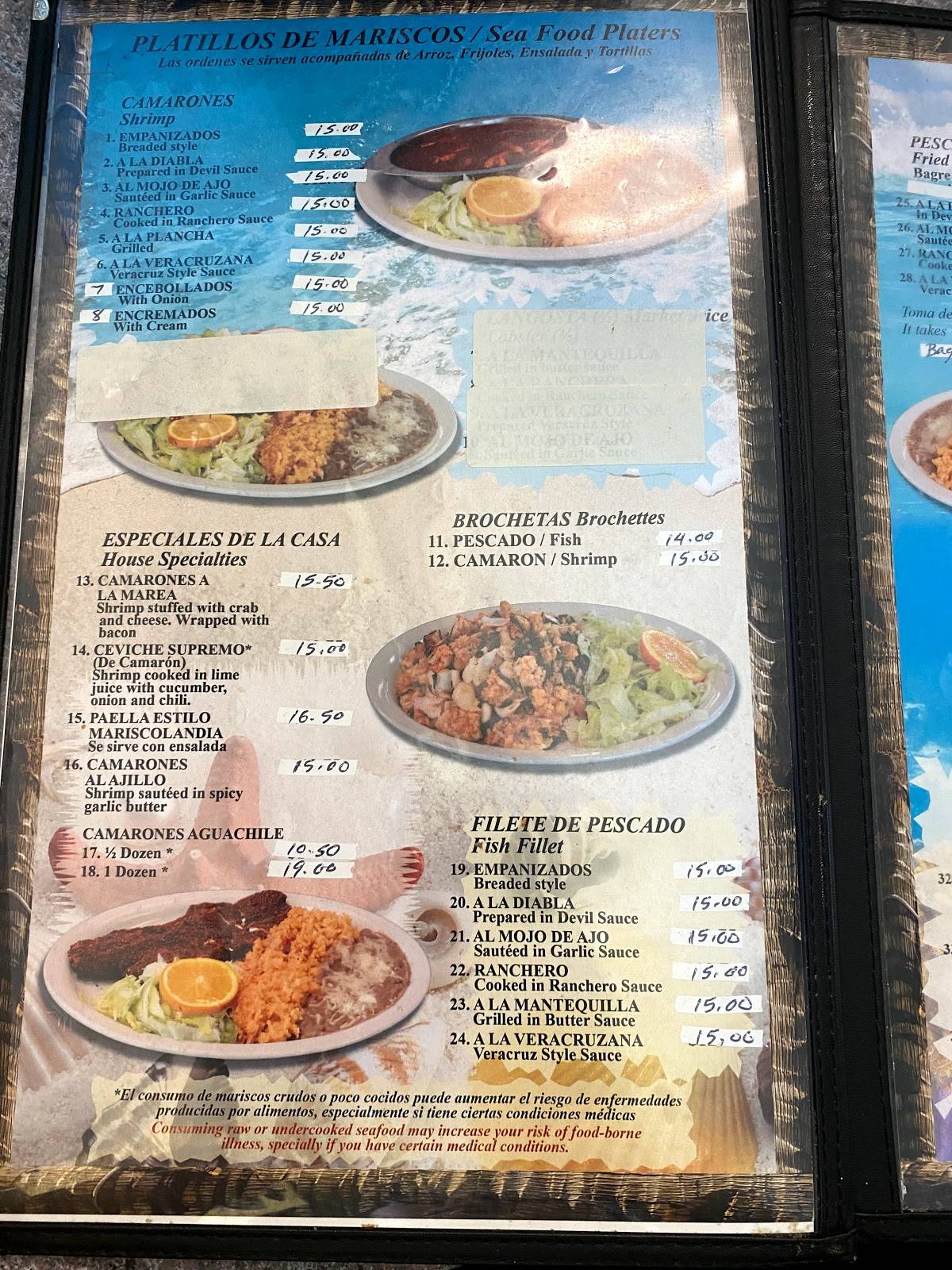 Mariscolandia Seafood Restaurant меню