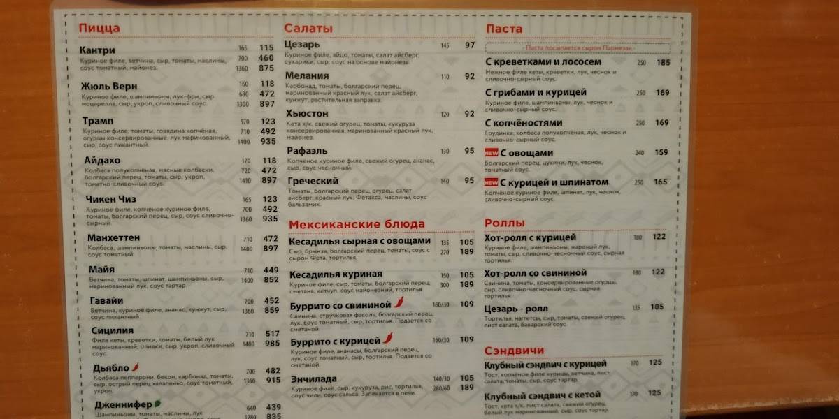 Maya Pizza меню