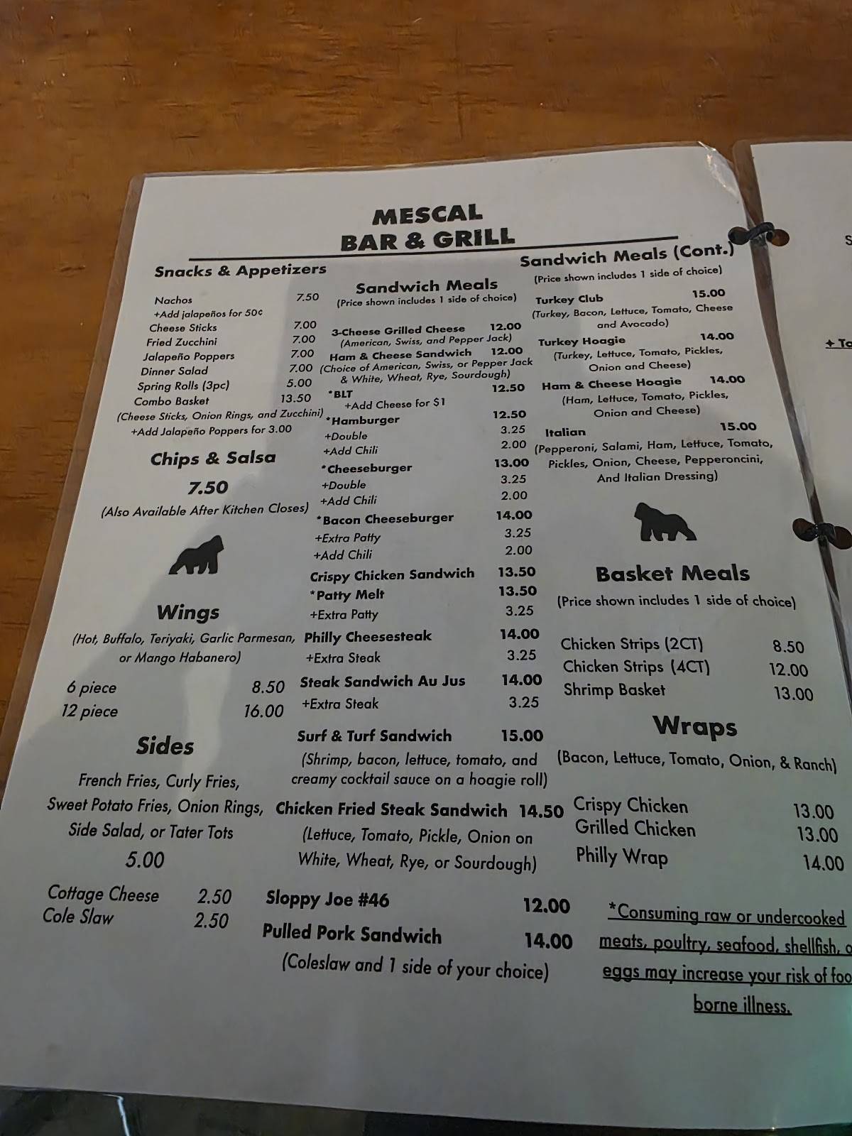 Mescal Bar & Grill меню