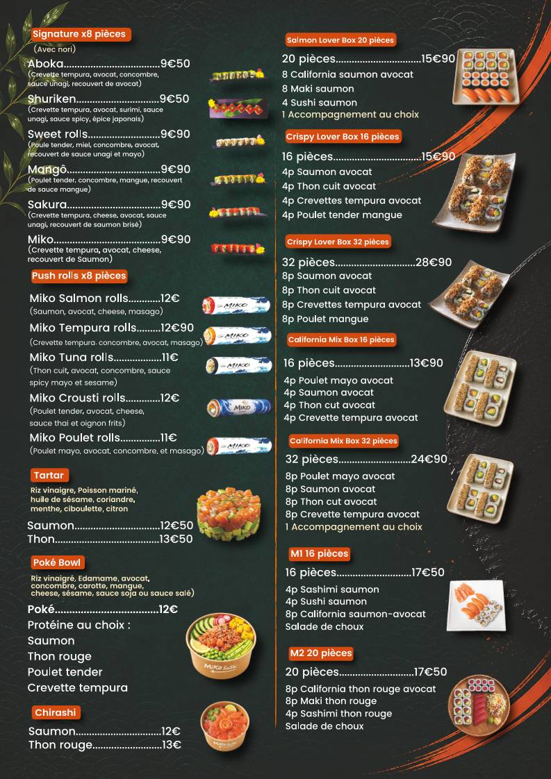 Miko SUSHI ROUBAIX меню