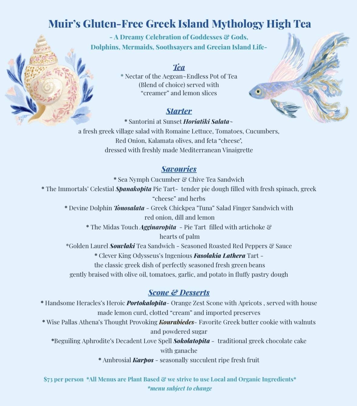 Muir's Tea Room & Gift Shop меню