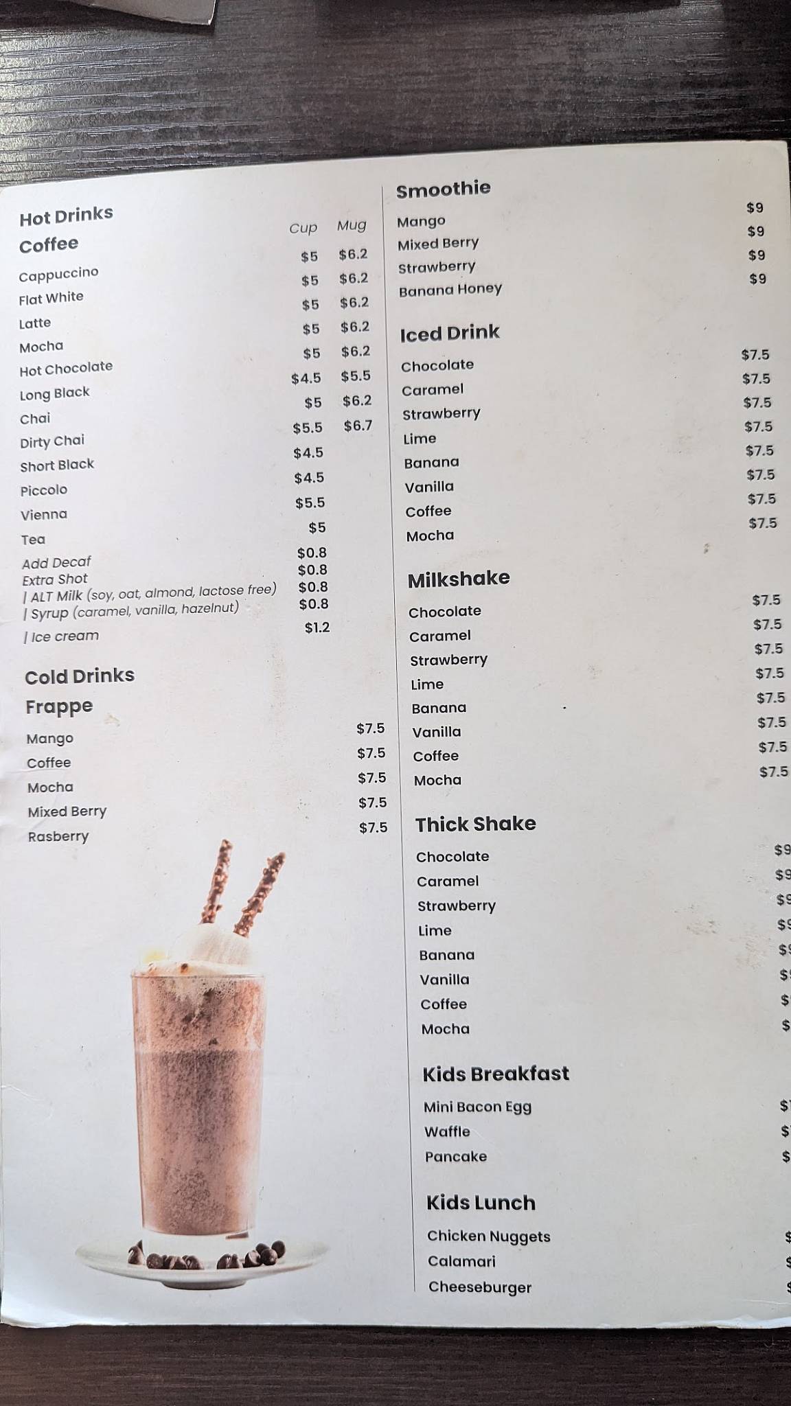 Munch Cafe меню
