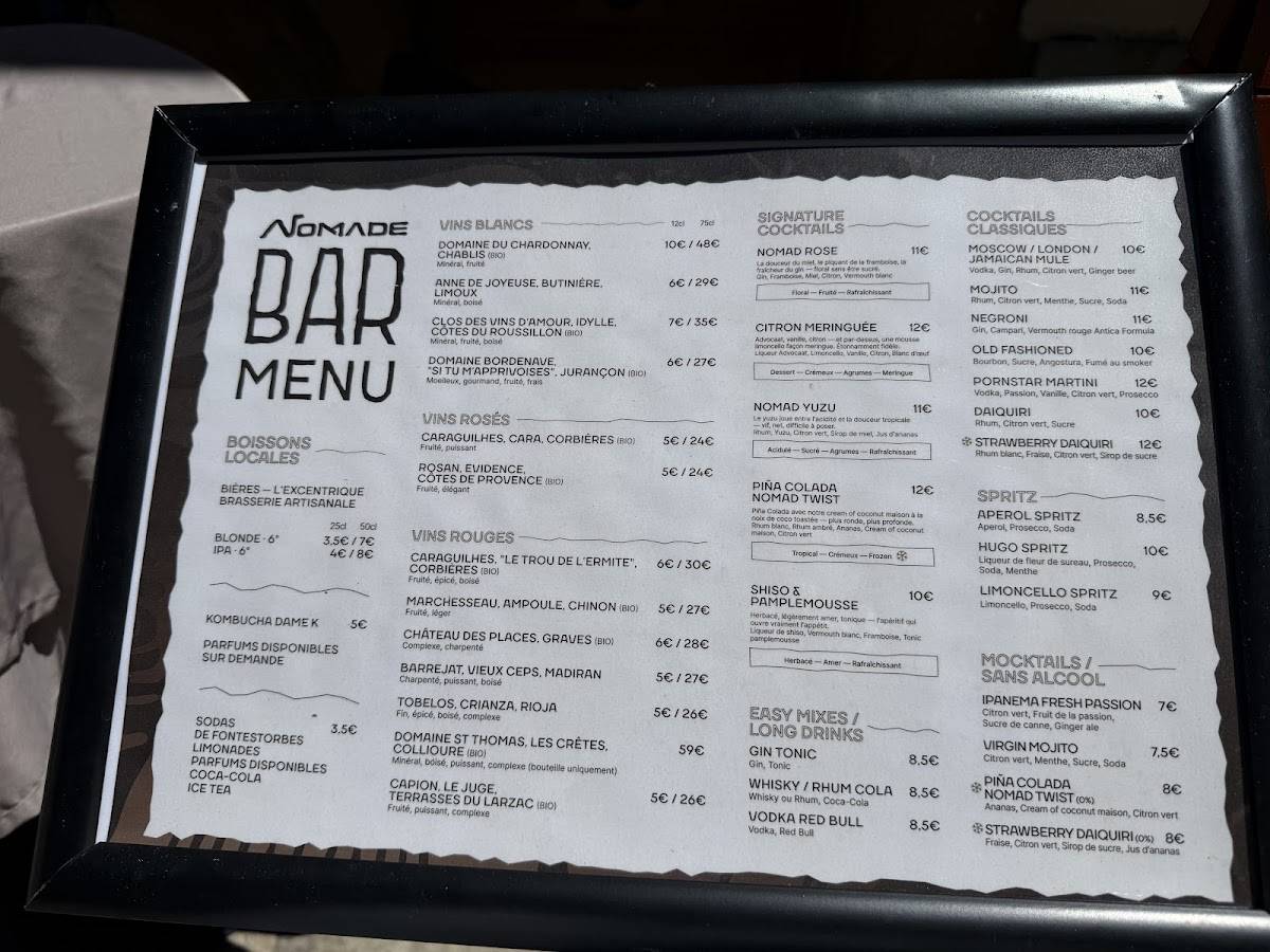 NOMADE - Bar Restaurant меню