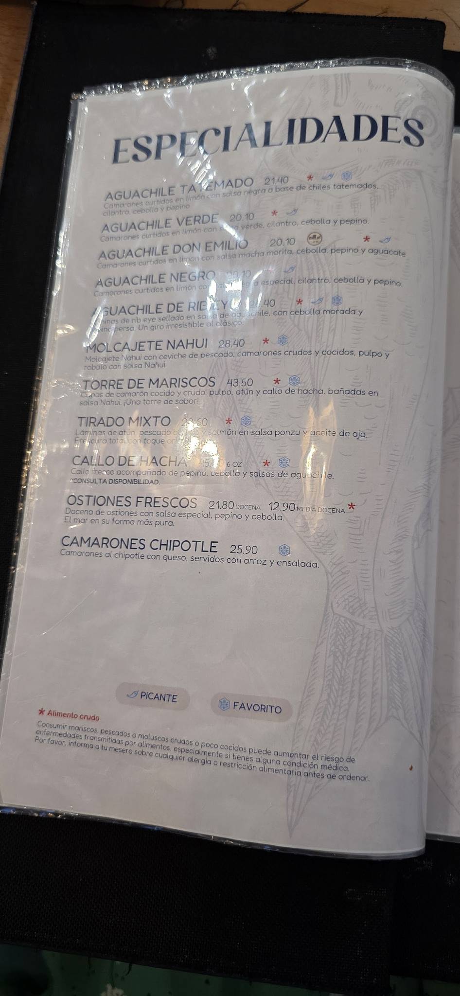 Nahui Seafood меню