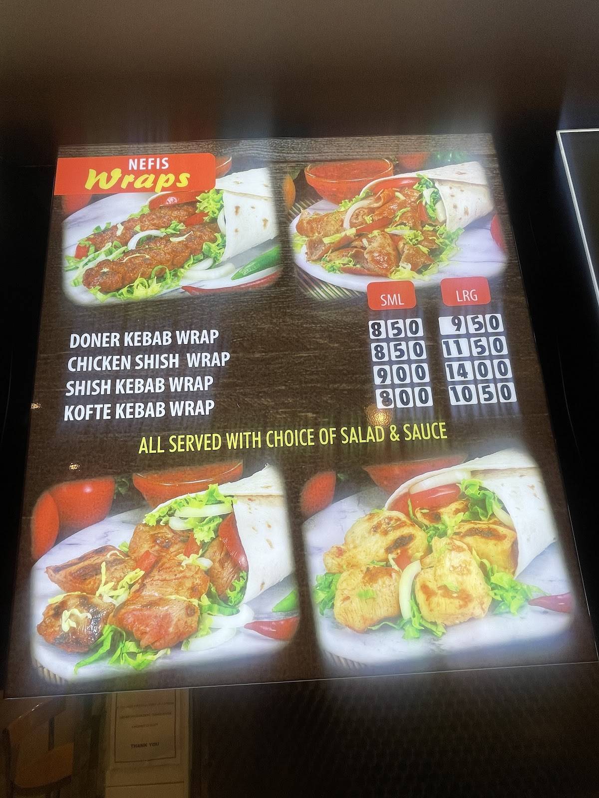 Nefis kebab меню