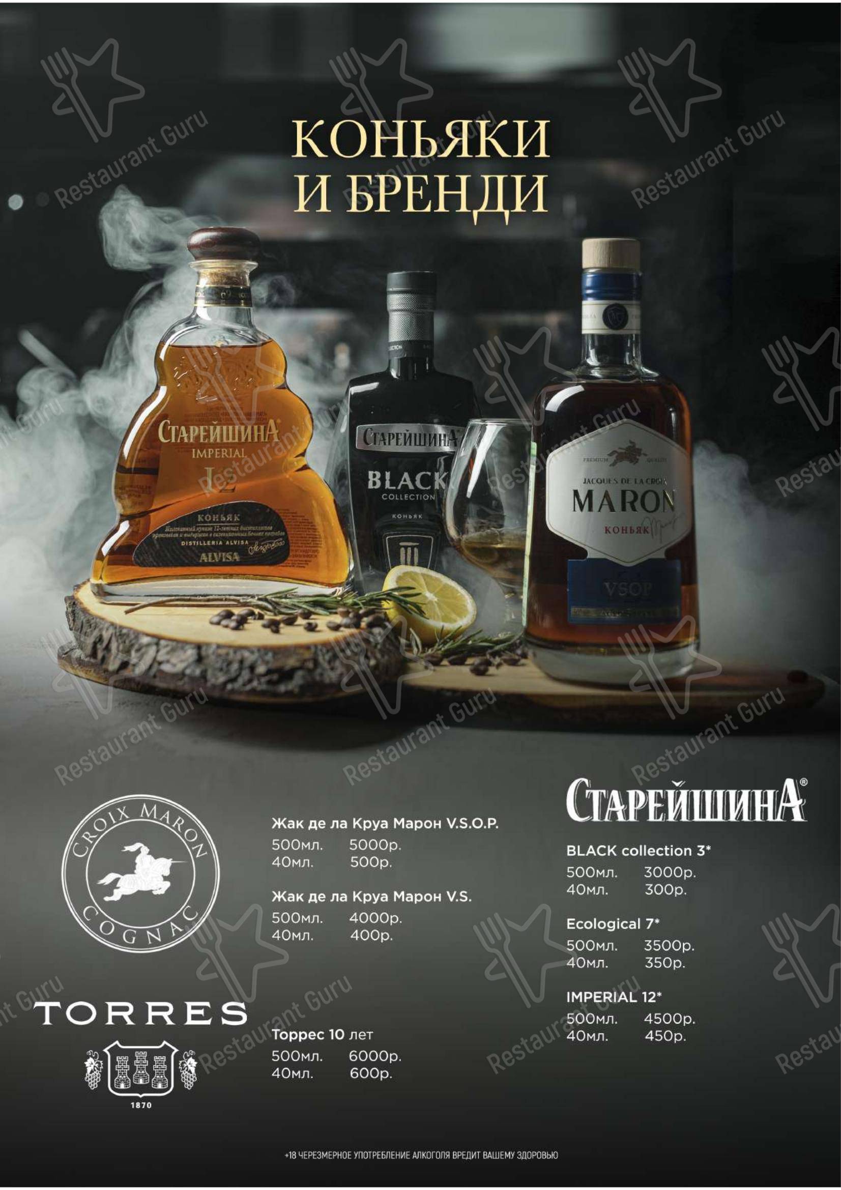 Меню клуба Ночь в Курске