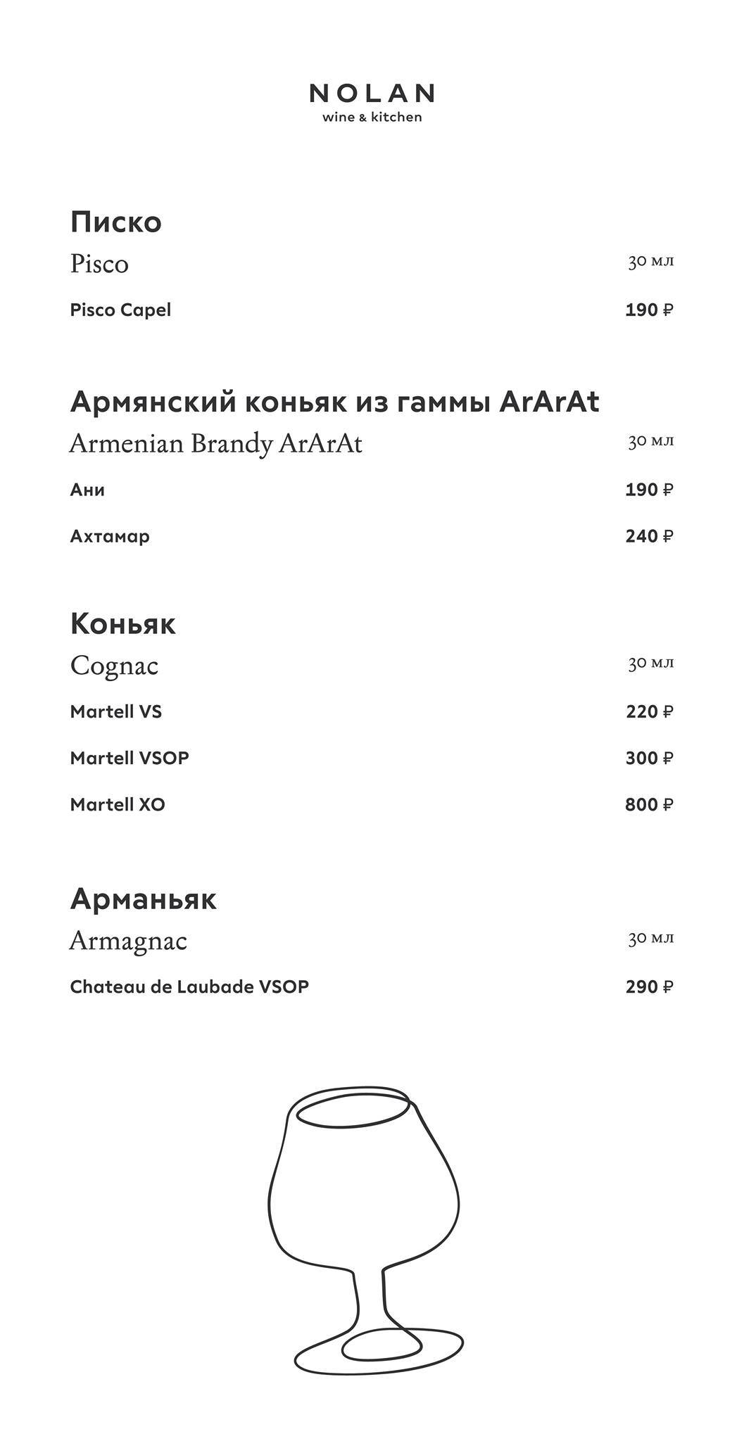 Nolan Wine & Kitchen меню