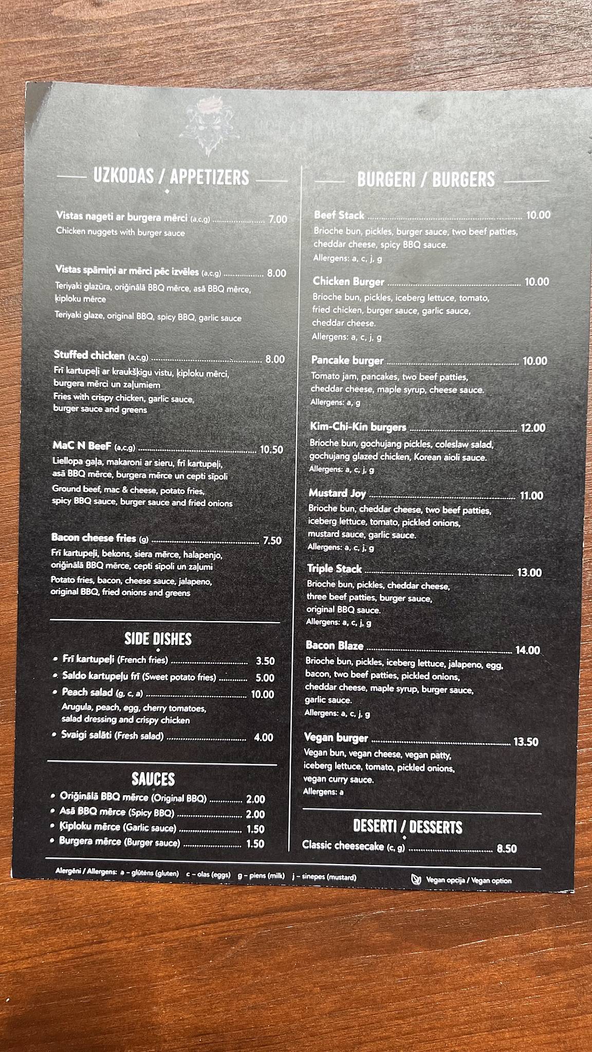 Not A Damn Hamburger меню