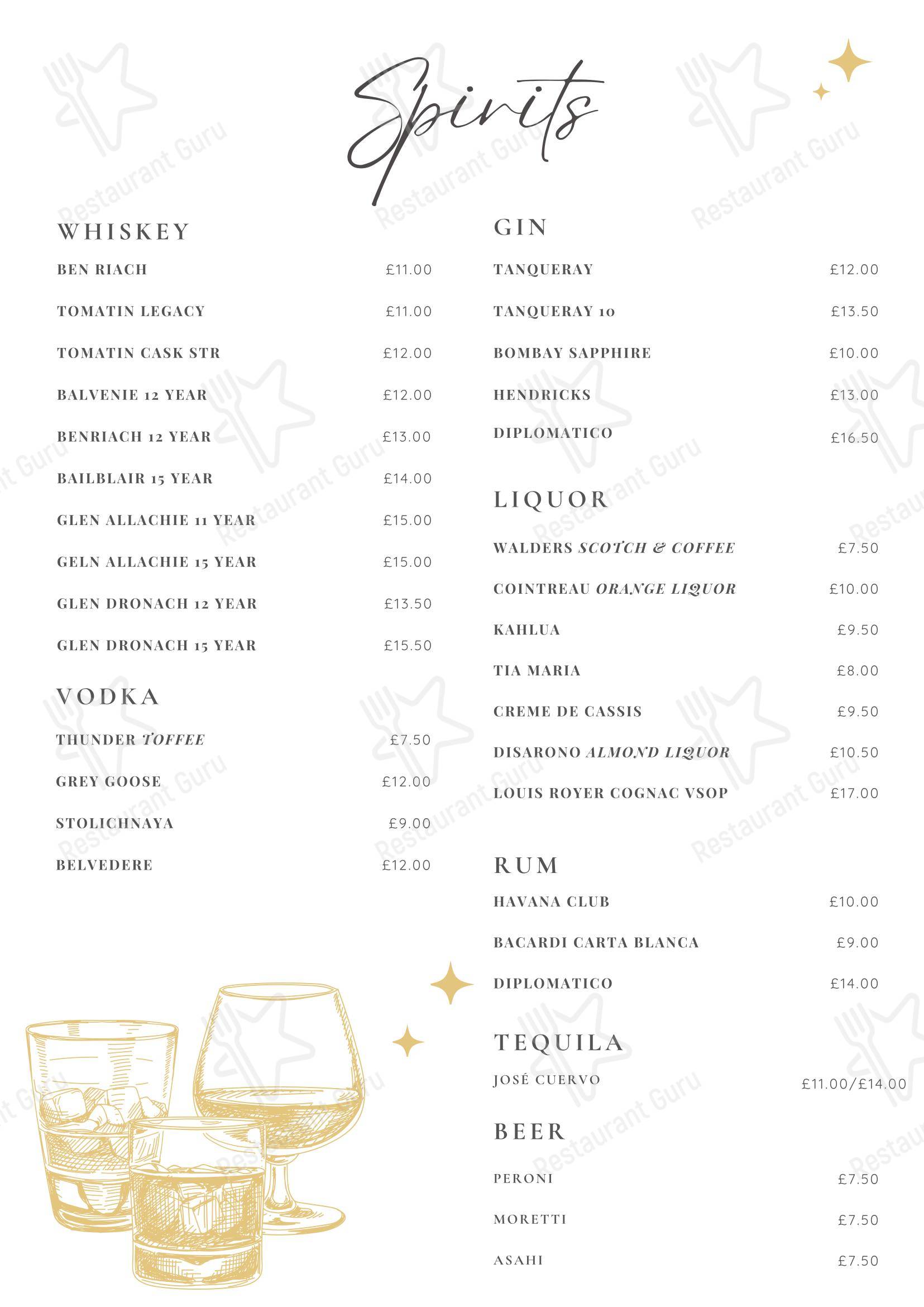 Lunch Menu ресторана One Ashbourne в Лондоне