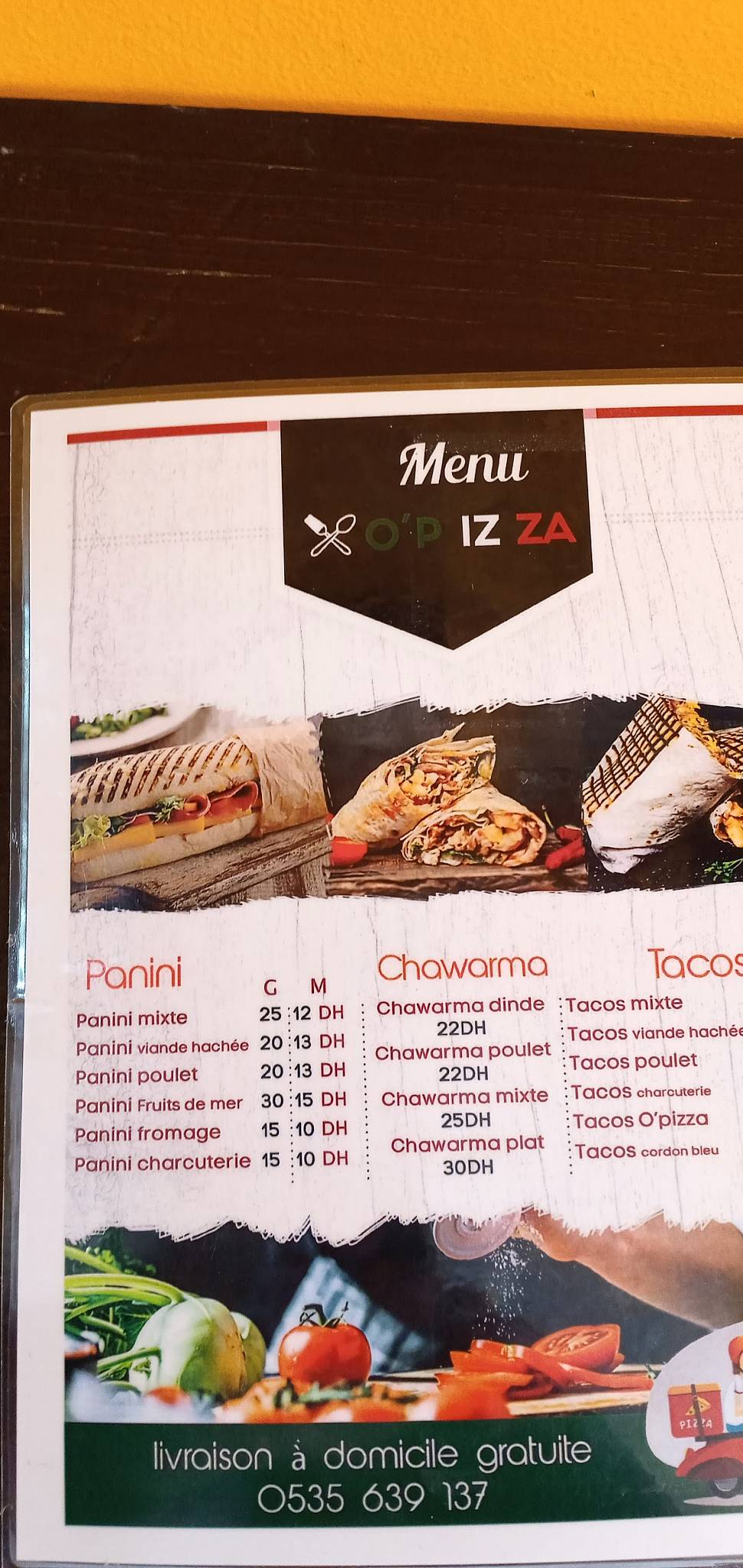 Opizza меню