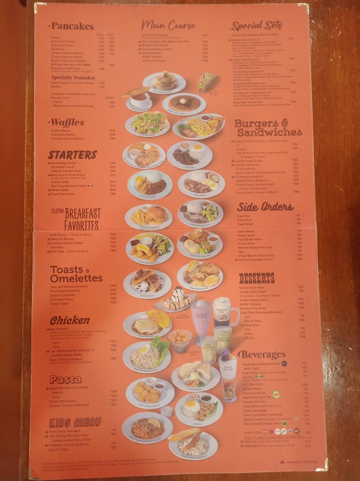 Pancake House - Paseo Outlets меню