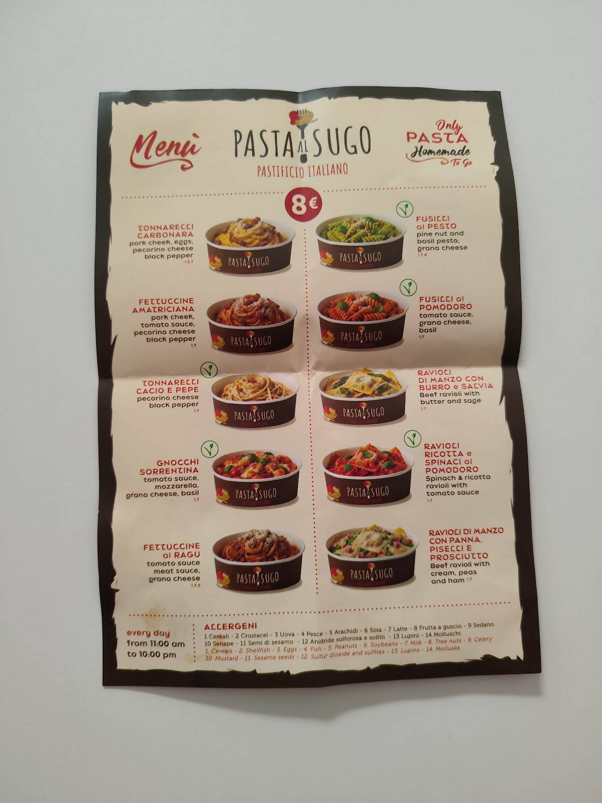 Pasta al Sugo меню