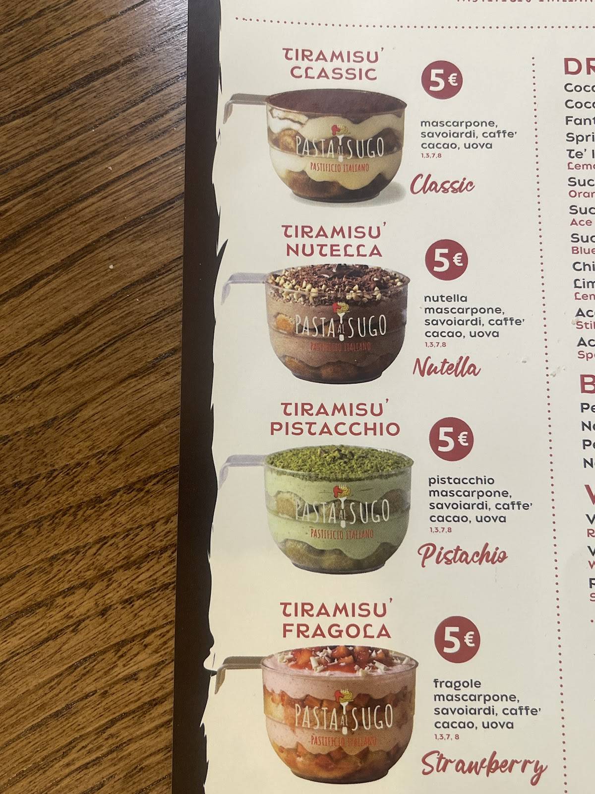Pasta al Sugo меню