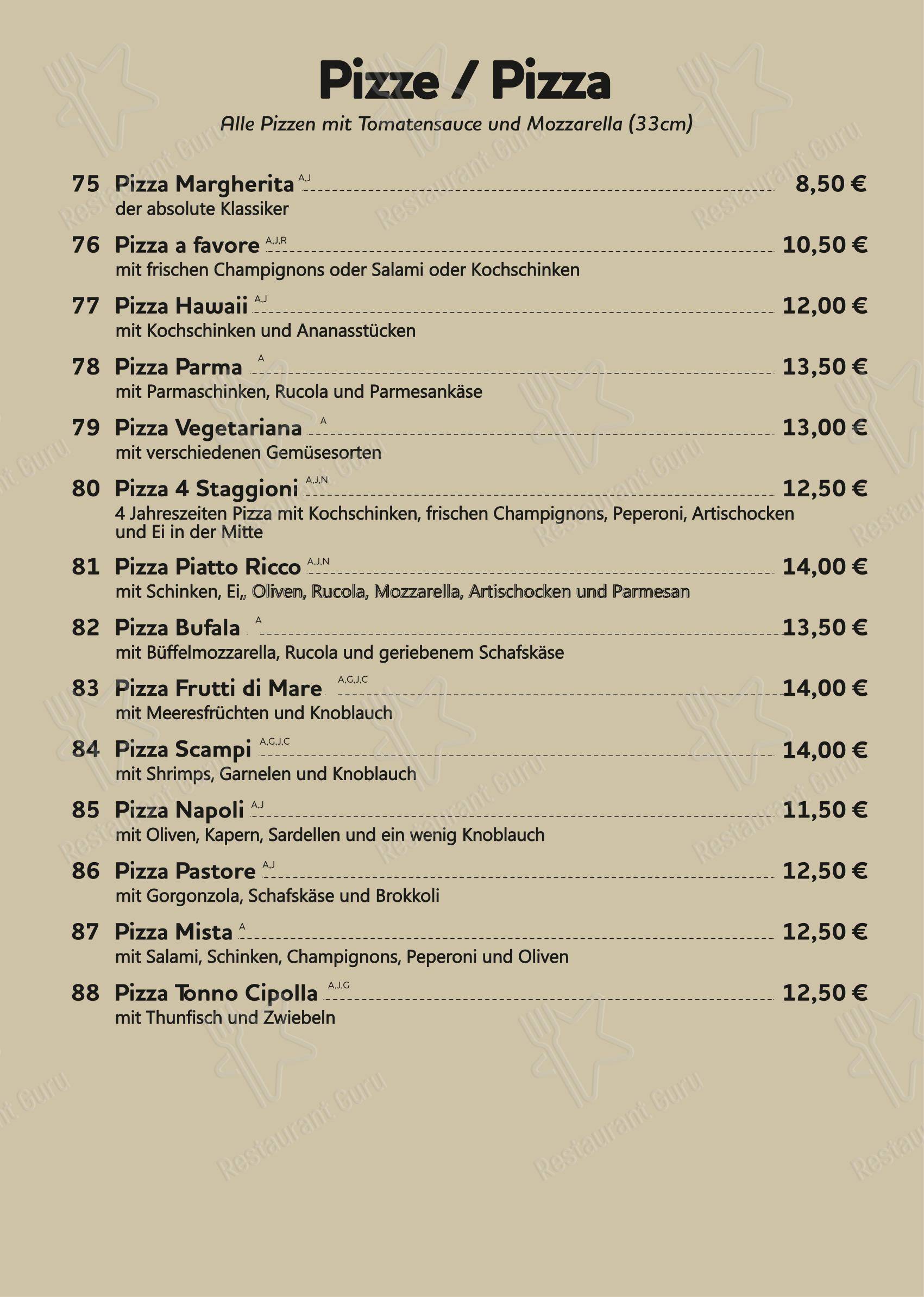 Меню ресторана Piatto Ricco - Меню