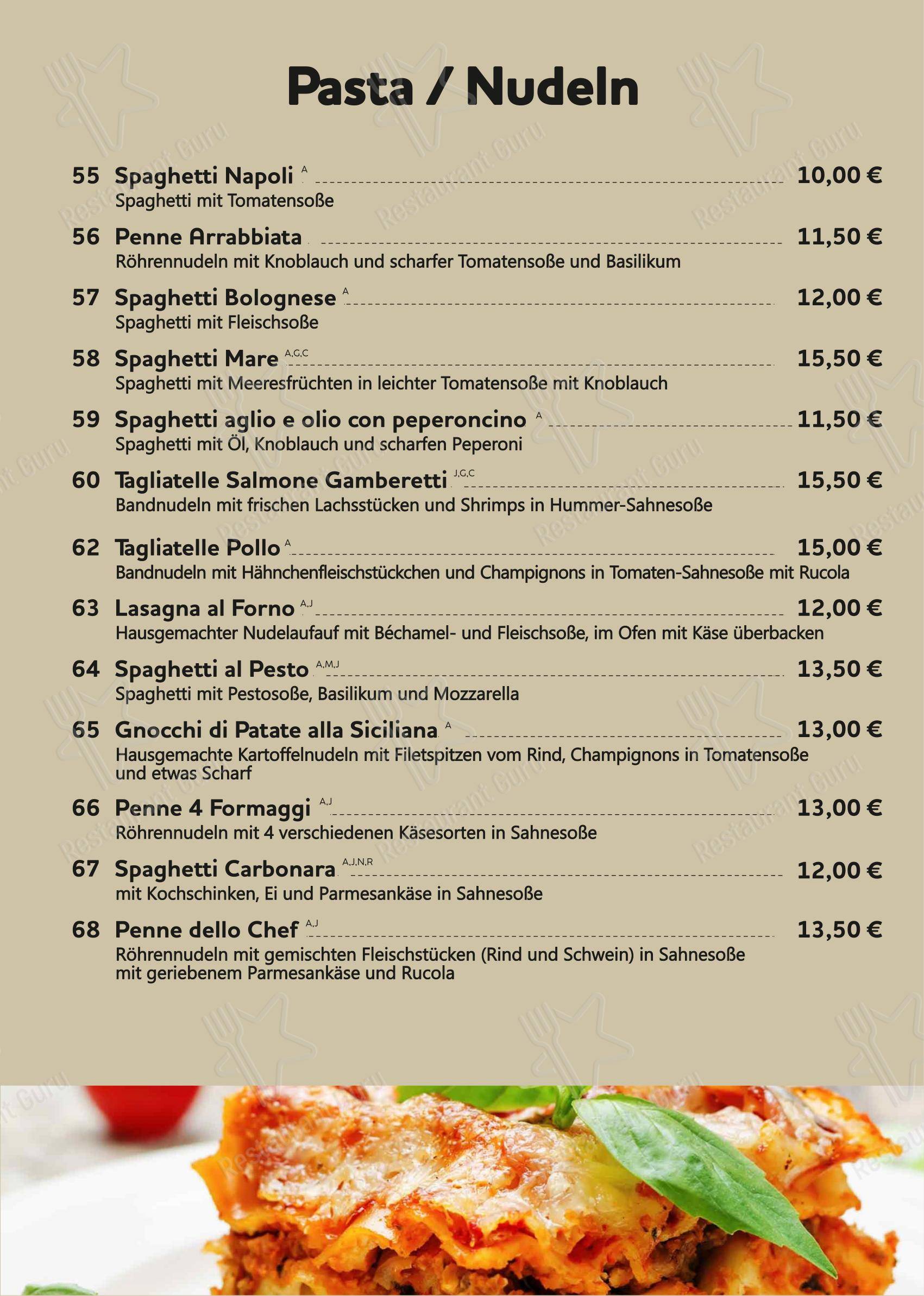 Piatto Ricco в Берлине - Меню