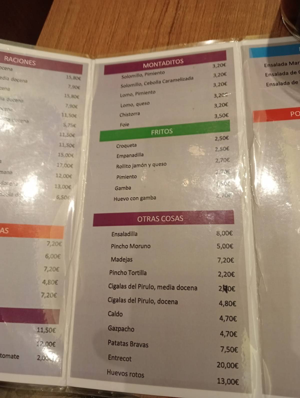 Pirulo меню