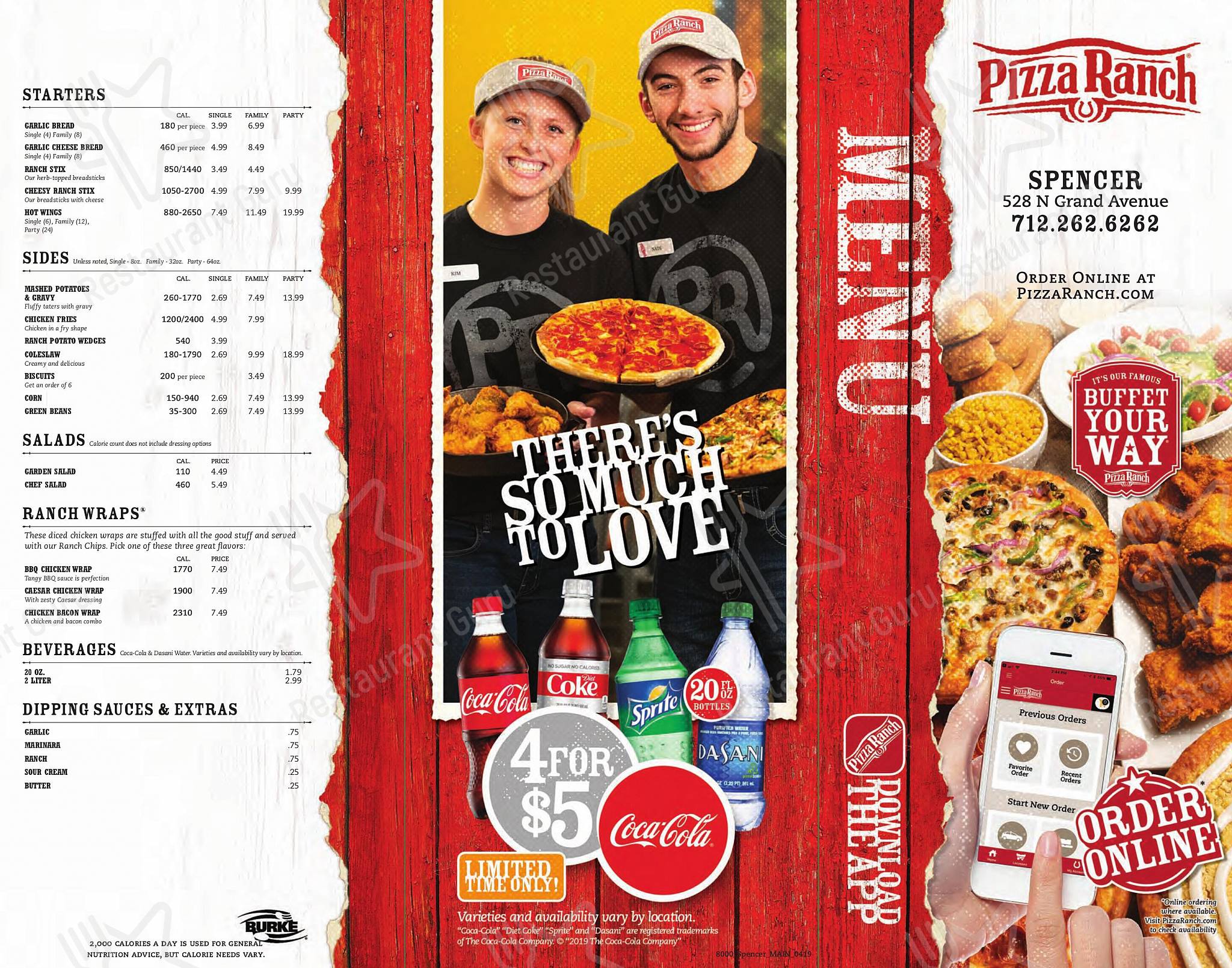 Pizza Ranch в Спенсере - Table Menu