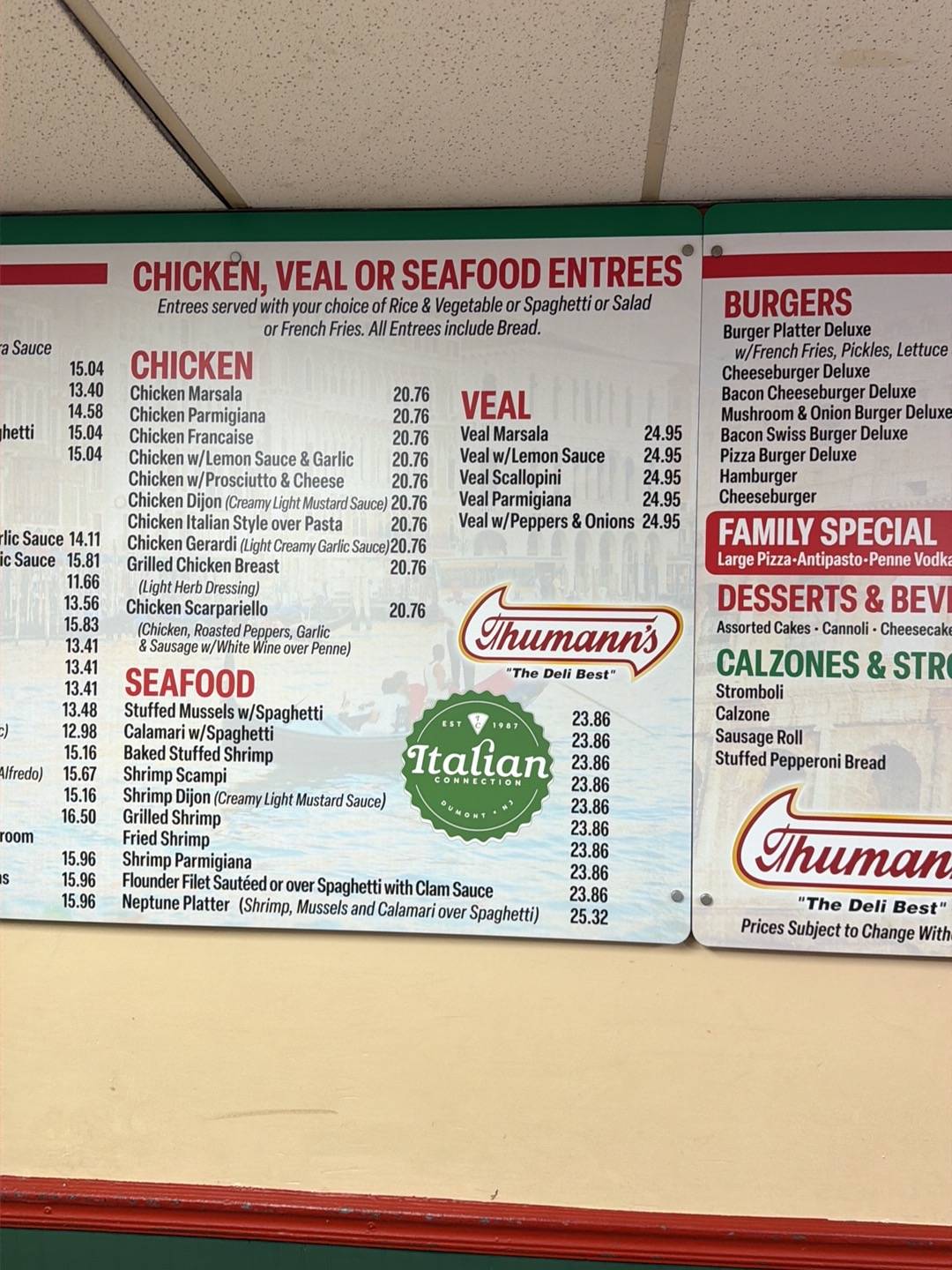 Italian Connection Pizza меню