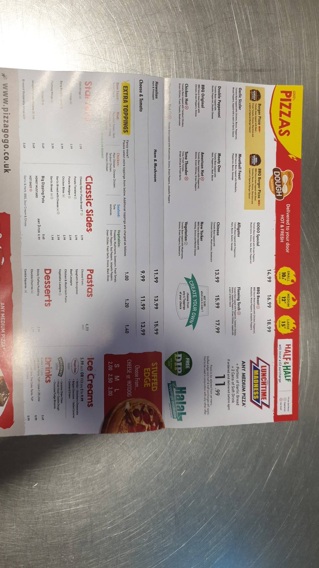 Pizza Go Go Basildon меню