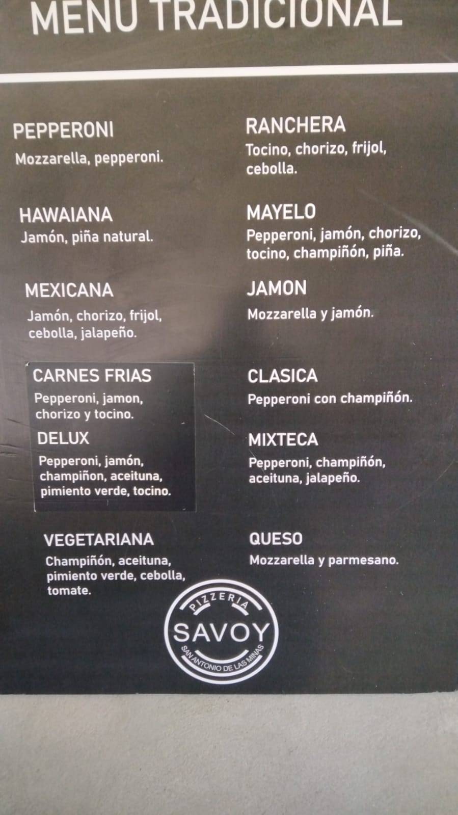 Pizzeria Savoy меню