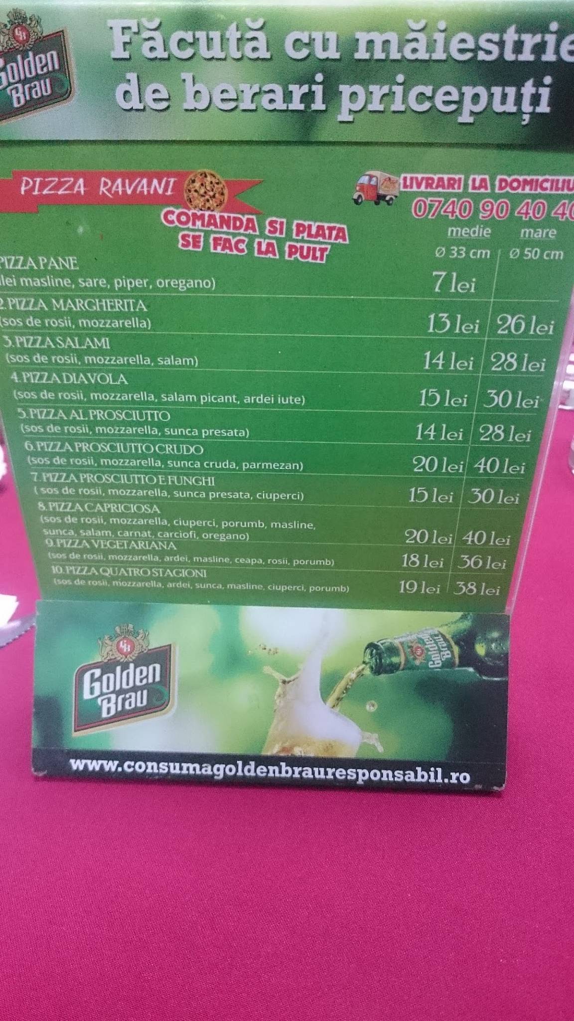 Pizzerie Restaurant Bar Ravani. меню
