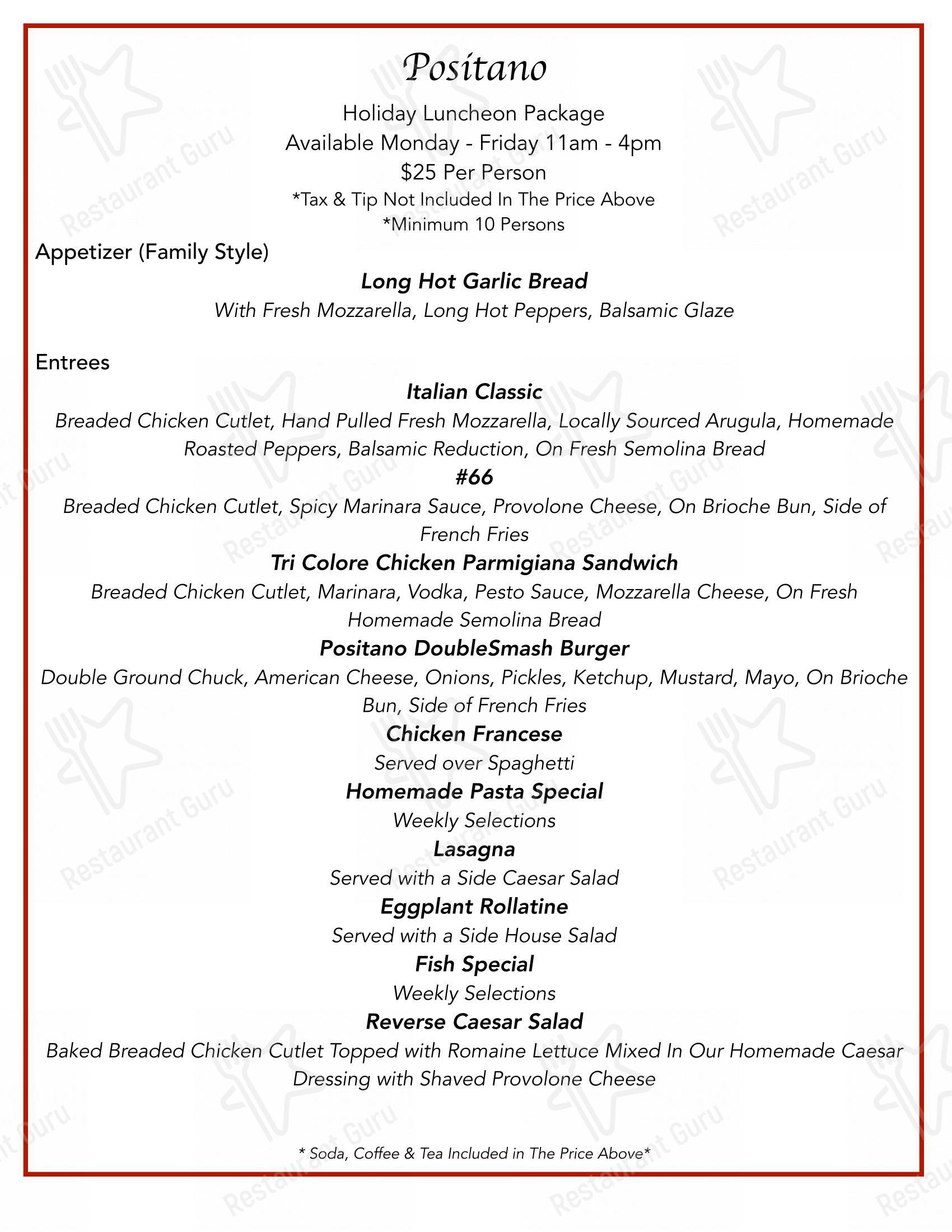 Positano Restaurant and pizzeria в Уэйне - Меню напитков