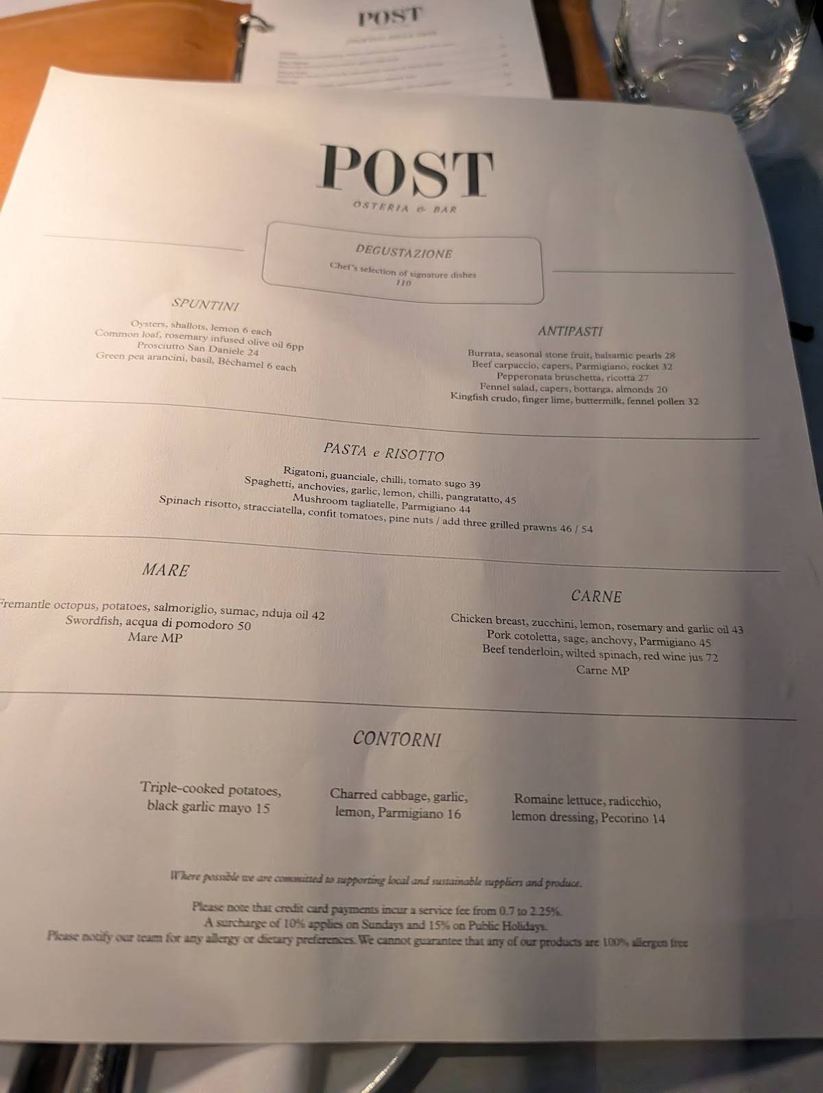 Post меню